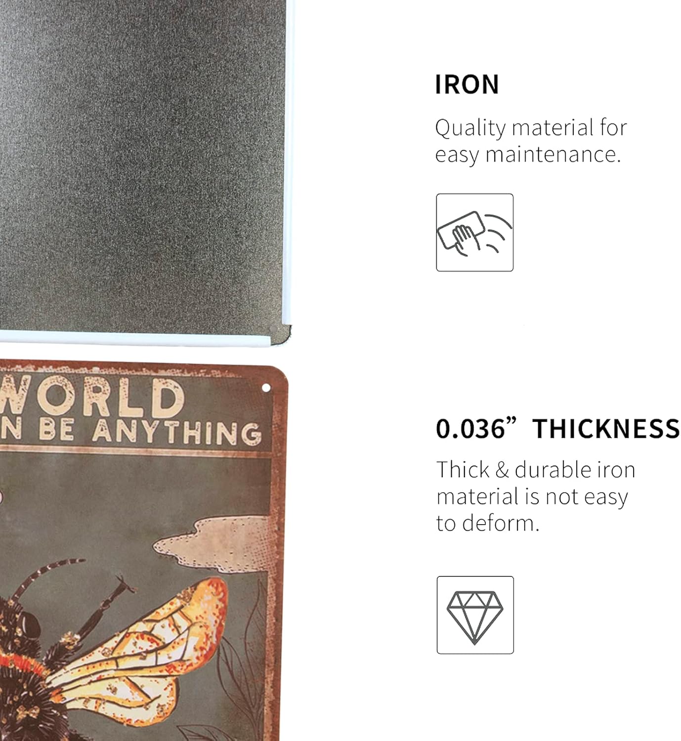 Retro Floral Art Tin Sign Be Kind Metal Plaque 8x12 Inch Wall Decor