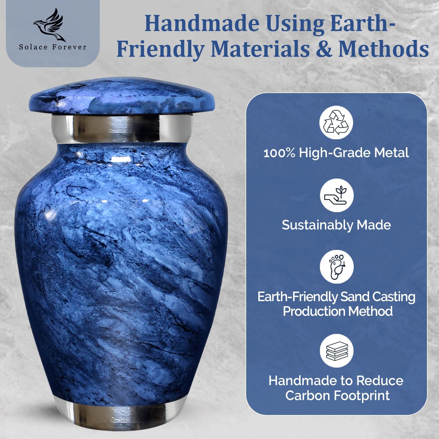 Small Urn for Ashes - Mini Cremation Urn for Human Remains Decorative Keepsake for Mom Dad Blue