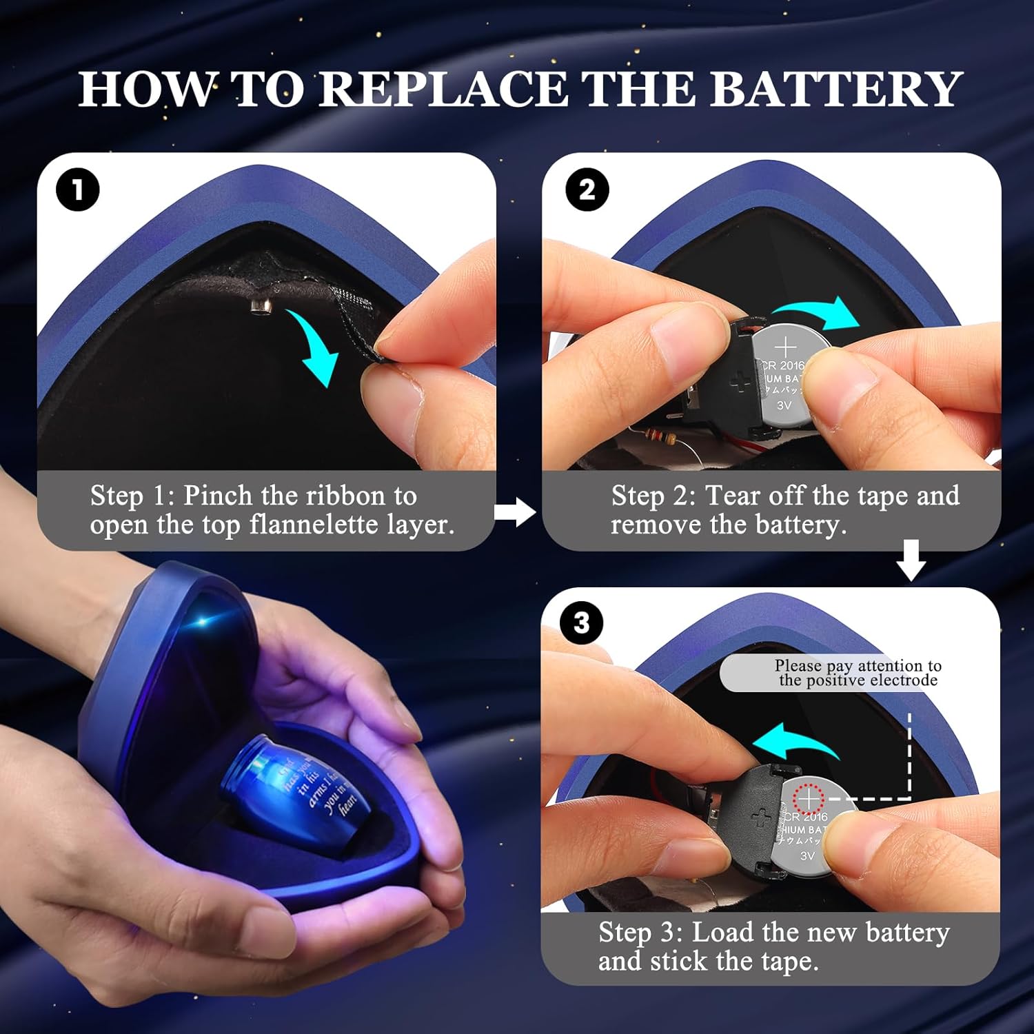 Small Urns for Ashes with Heart Box and Light - Mini Cremation Urn Set