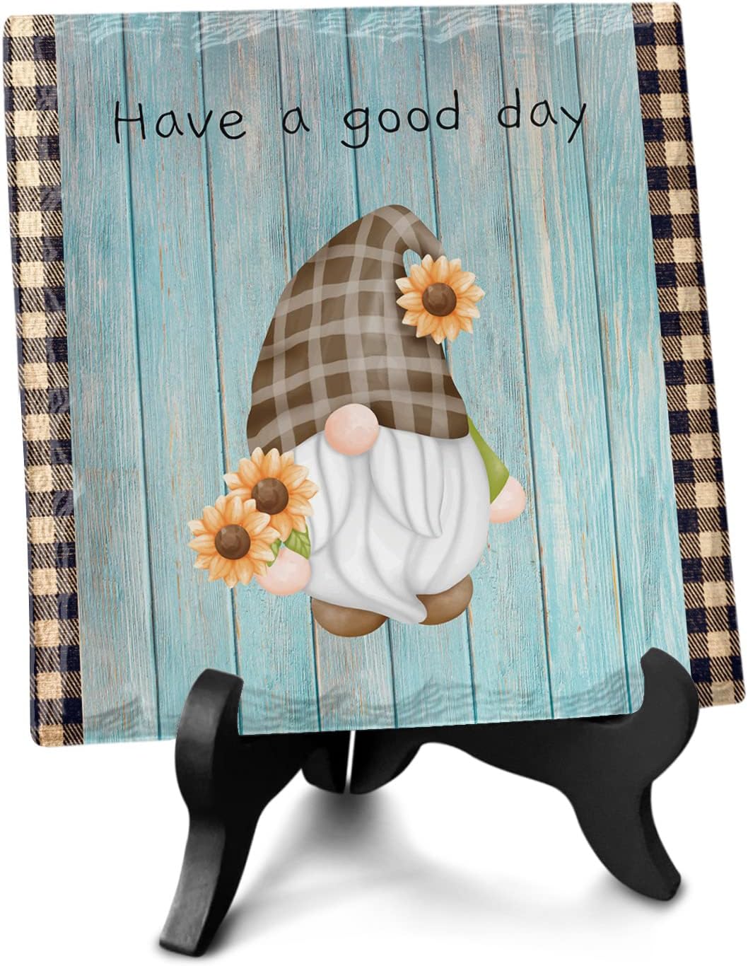 Wooden Stand Desk Decor Sign with Flowers Have a Good Day