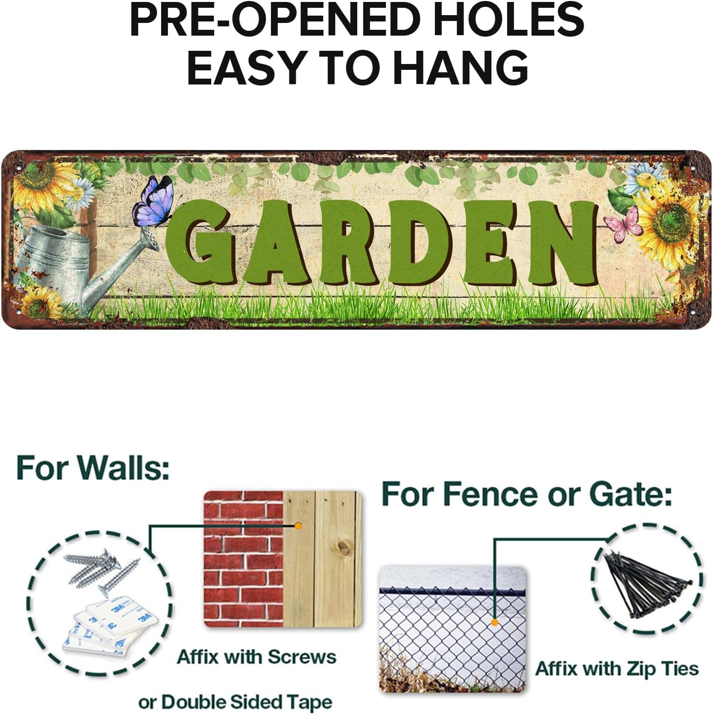 Vintage Garden Themed Decorative Tin Sign 16x4 Inch