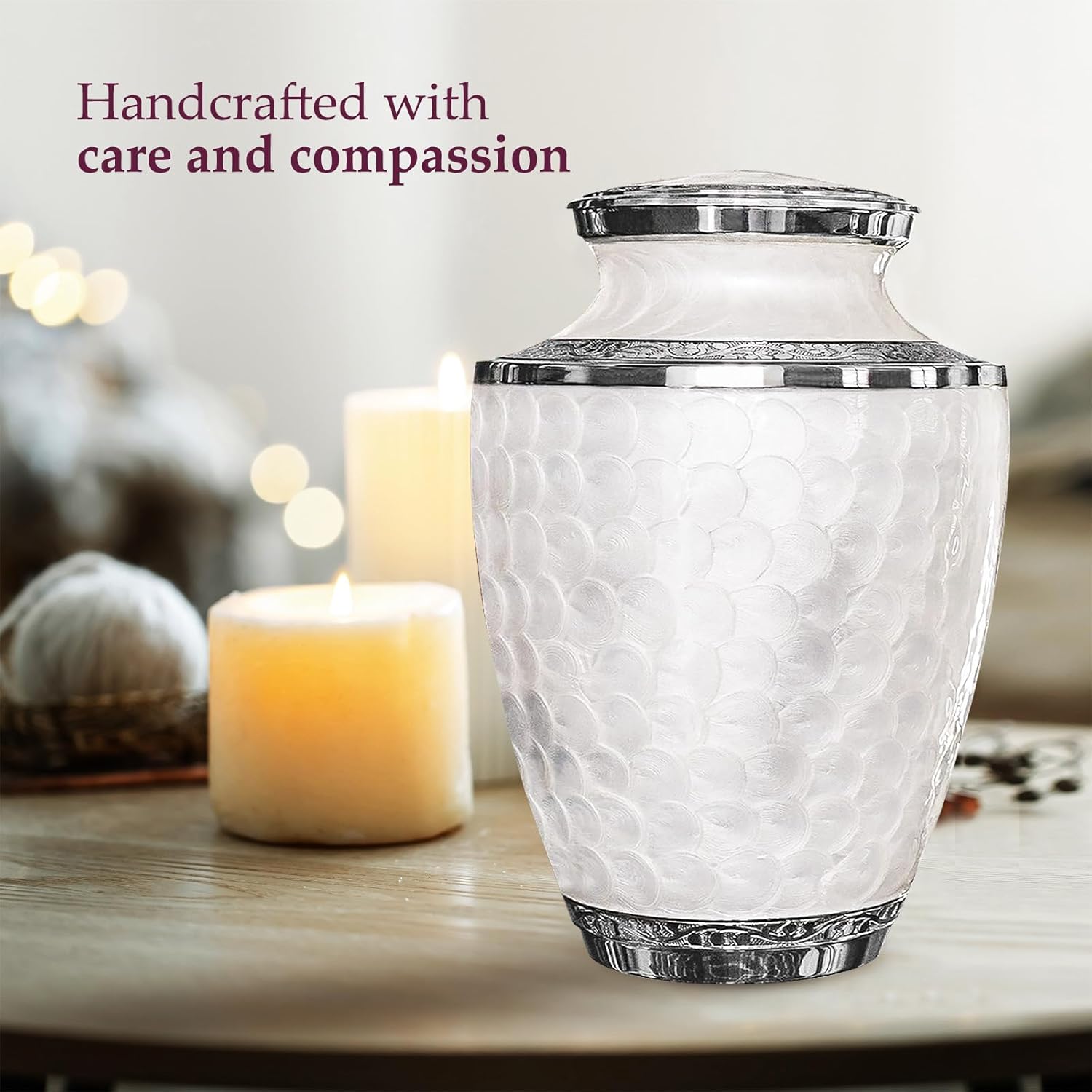 Trupoint Memorials Cremation Urns for Human Ashes Large Opal with Silver Lining