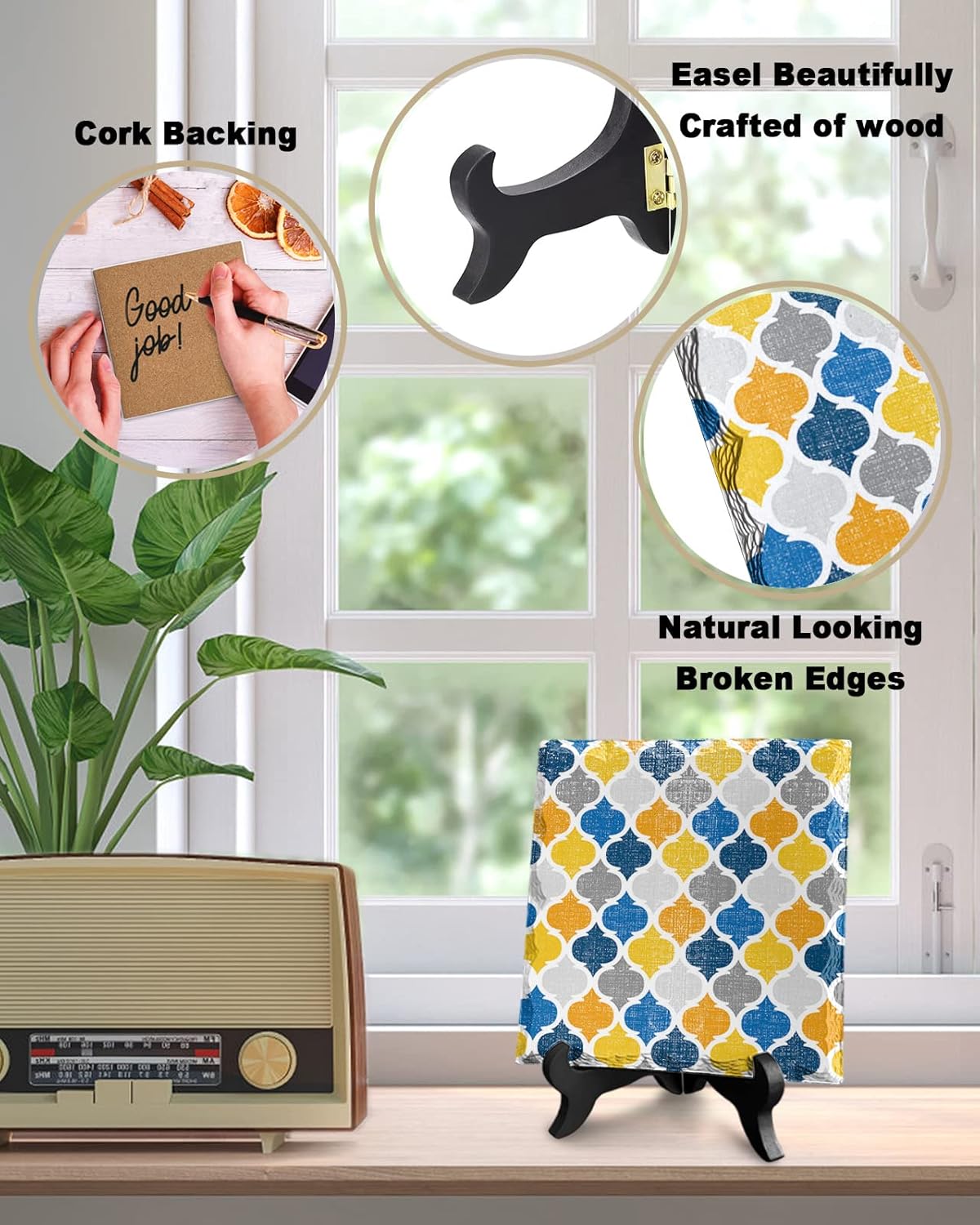 Vintage Moroccan Desk Decor with Wooden Stand