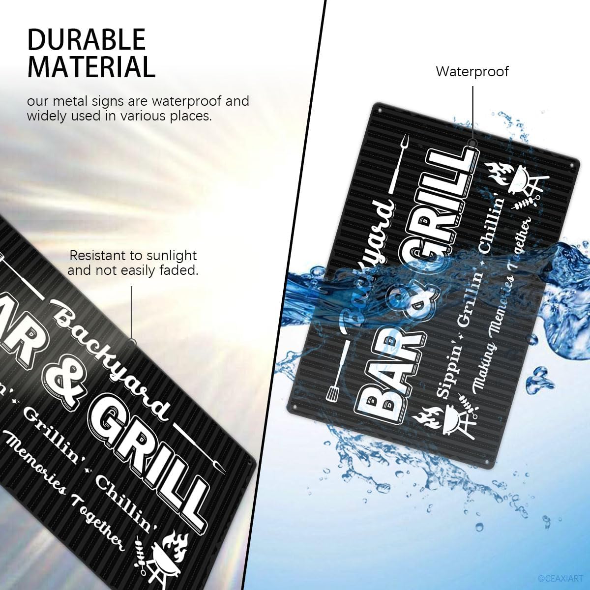 Backyard Bar And Grill Tin Sign Funny Art Poster Wall Decor