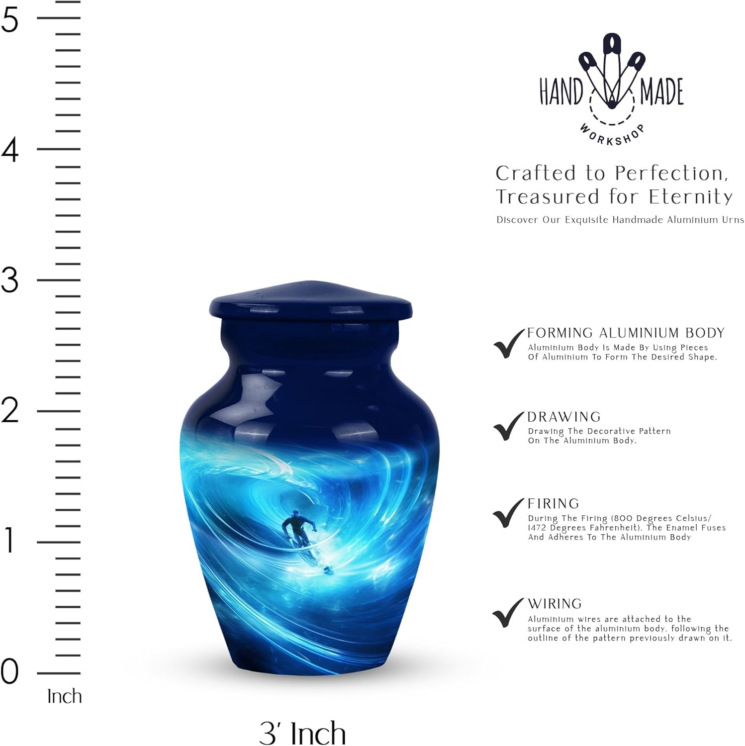 Small Colorful Ocean Urn - 3 Inch Cremation Urn for Mom Dad