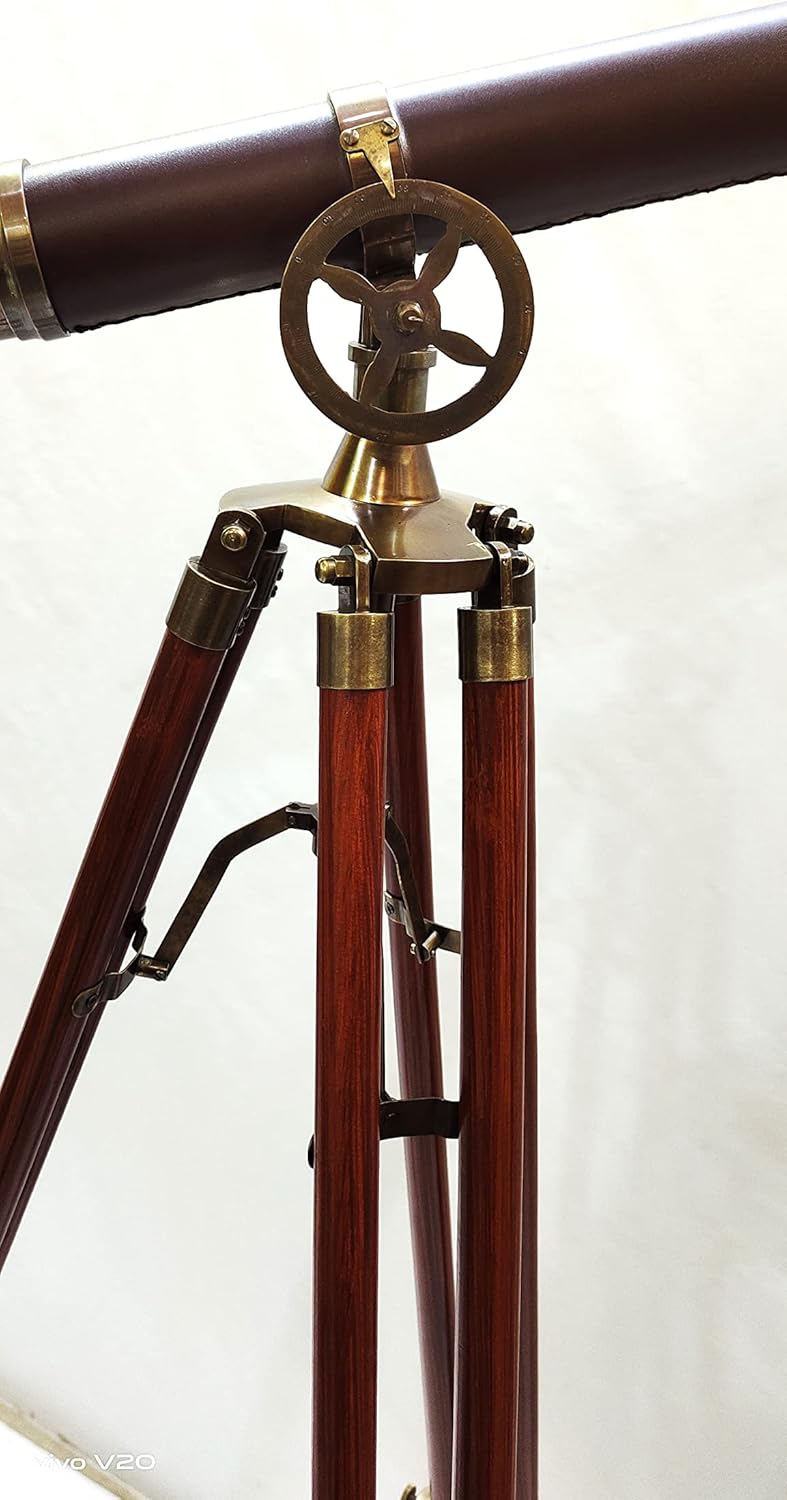 Vintage Harbor Master Telescope on Wooden Tripod
