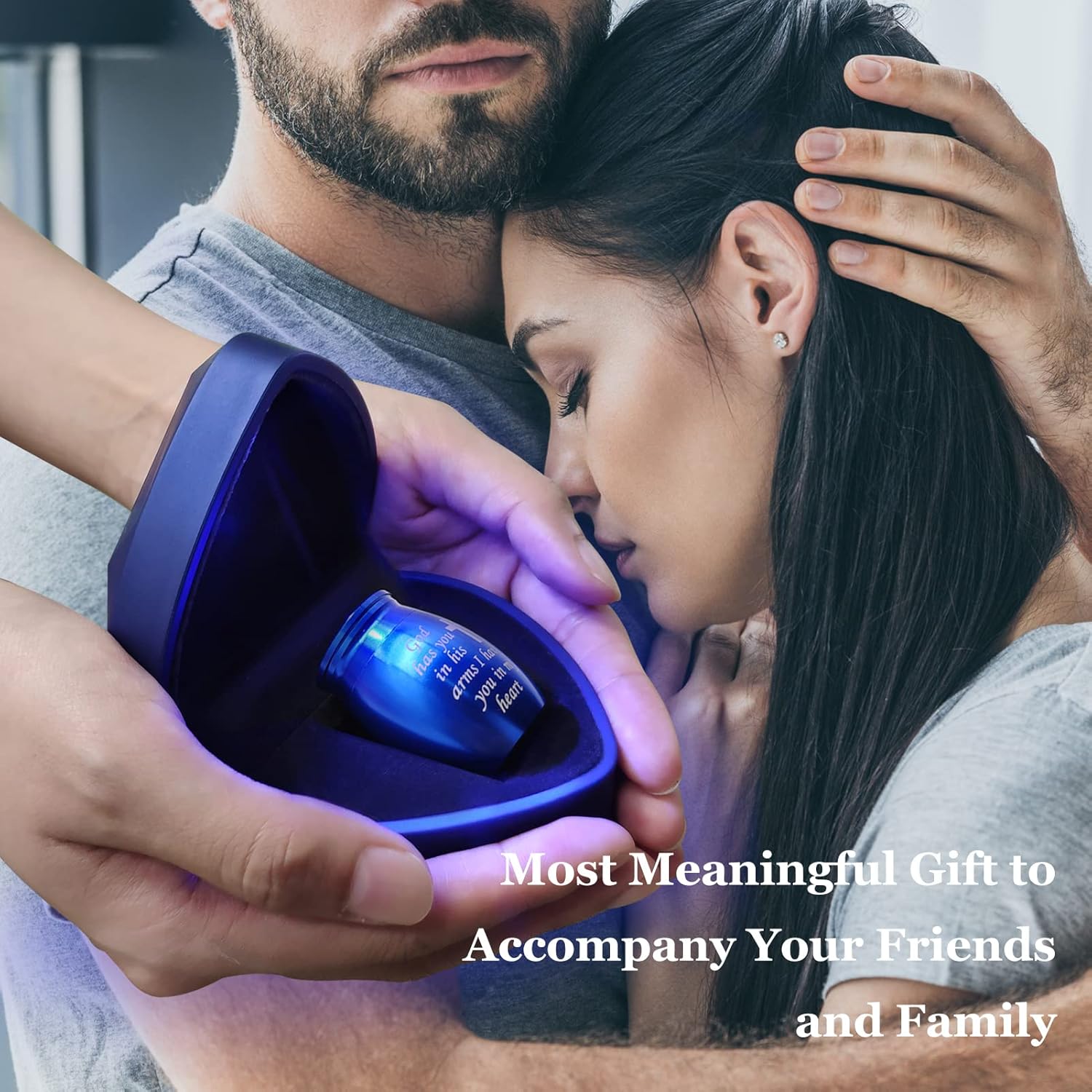 Small Urns for Ashes with Heart Box and Light - Mini Cremation Urn Set