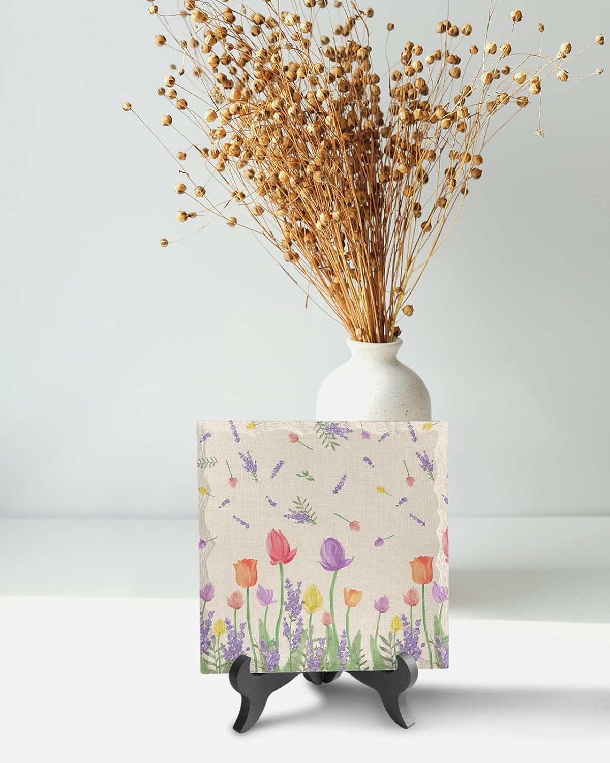 Vintage Blooming Desk Decor Plaque with Stand