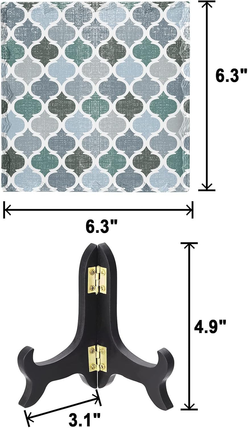 Vintage Moroccan Desk Decor Plaque with Wooden Stand