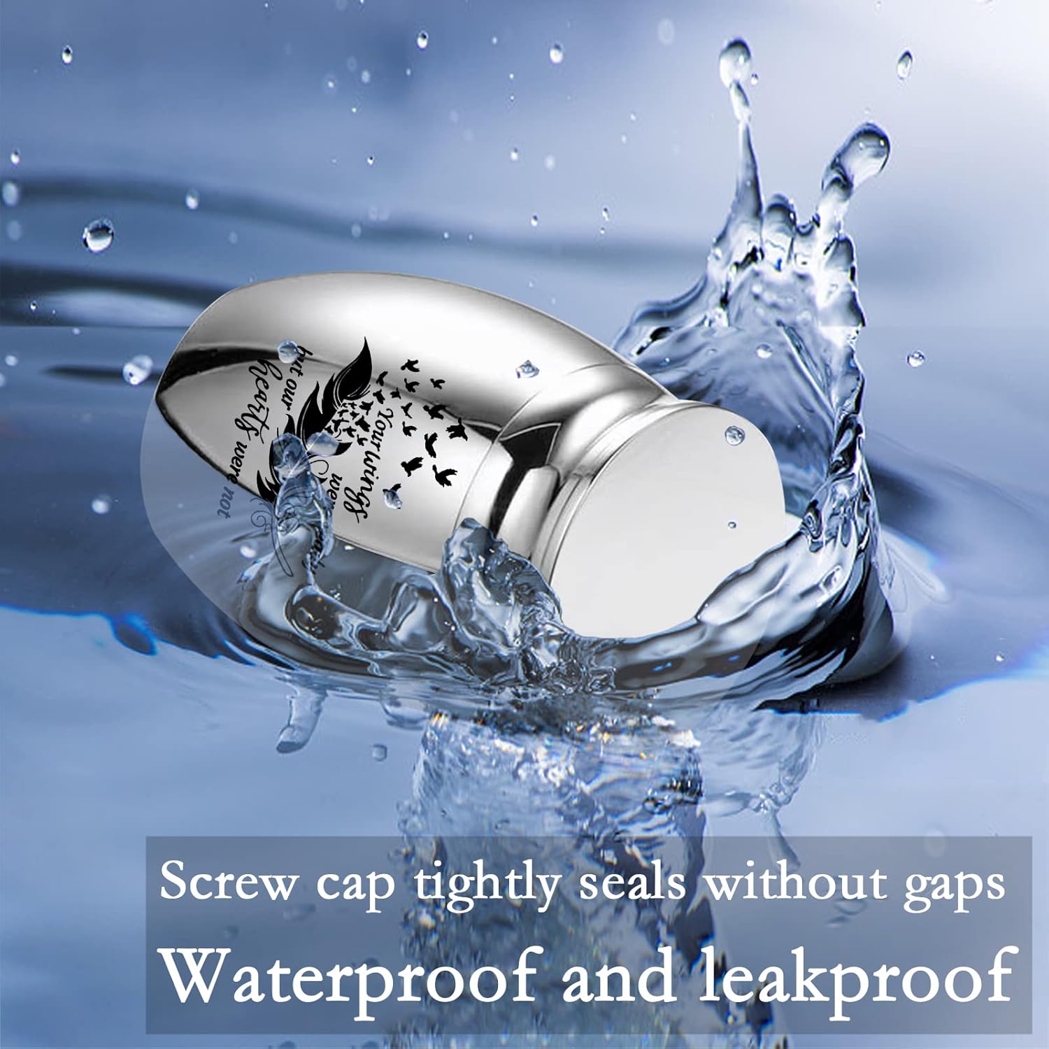 Mini Cremation Urns Set of 6 - Feather Seagull Pattern Stainless Steel Keepsake Ashes Holders