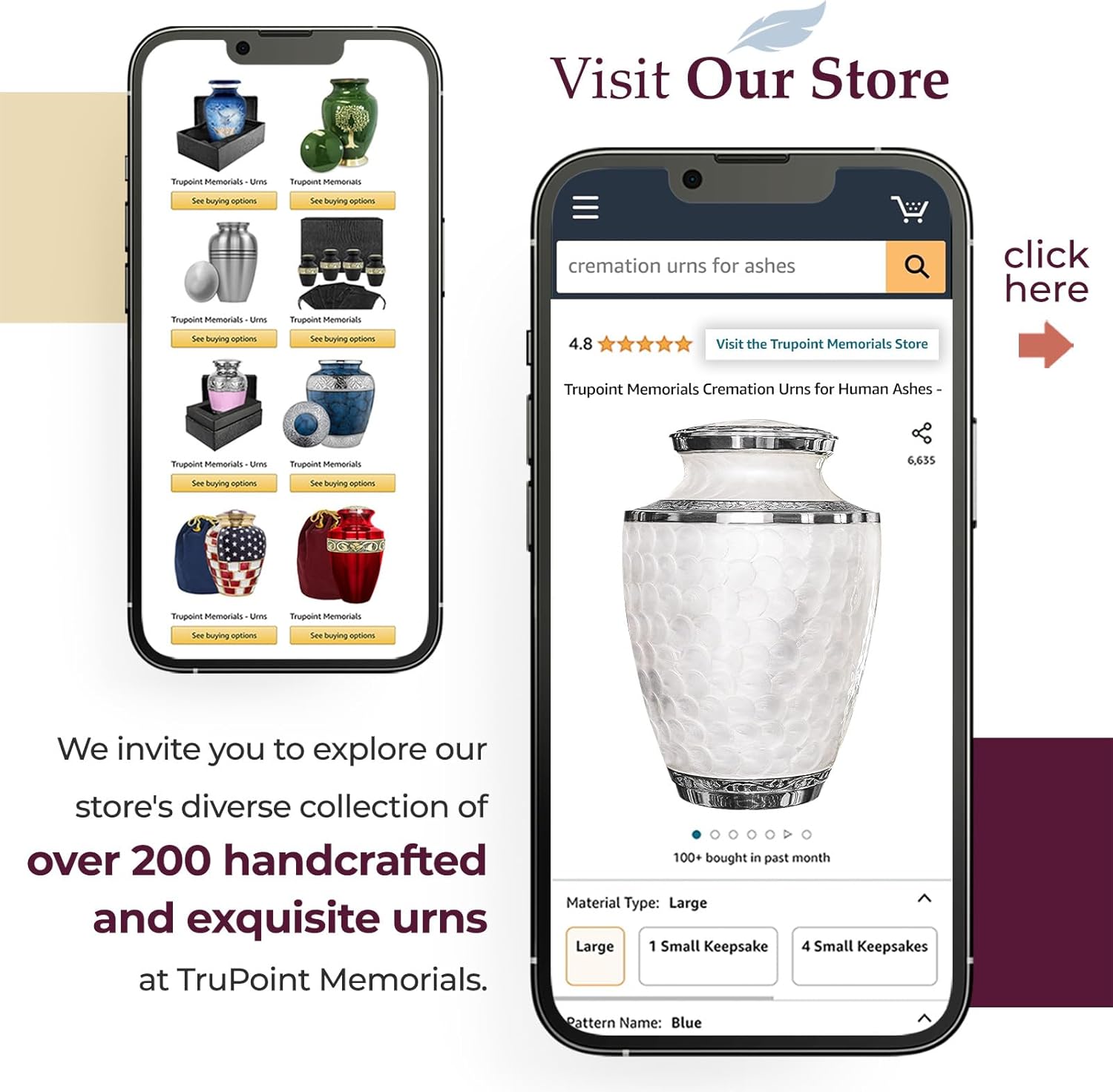 Trupoint Memorials Cremation Urns for Human Ashes Large Opal with Silver Lining