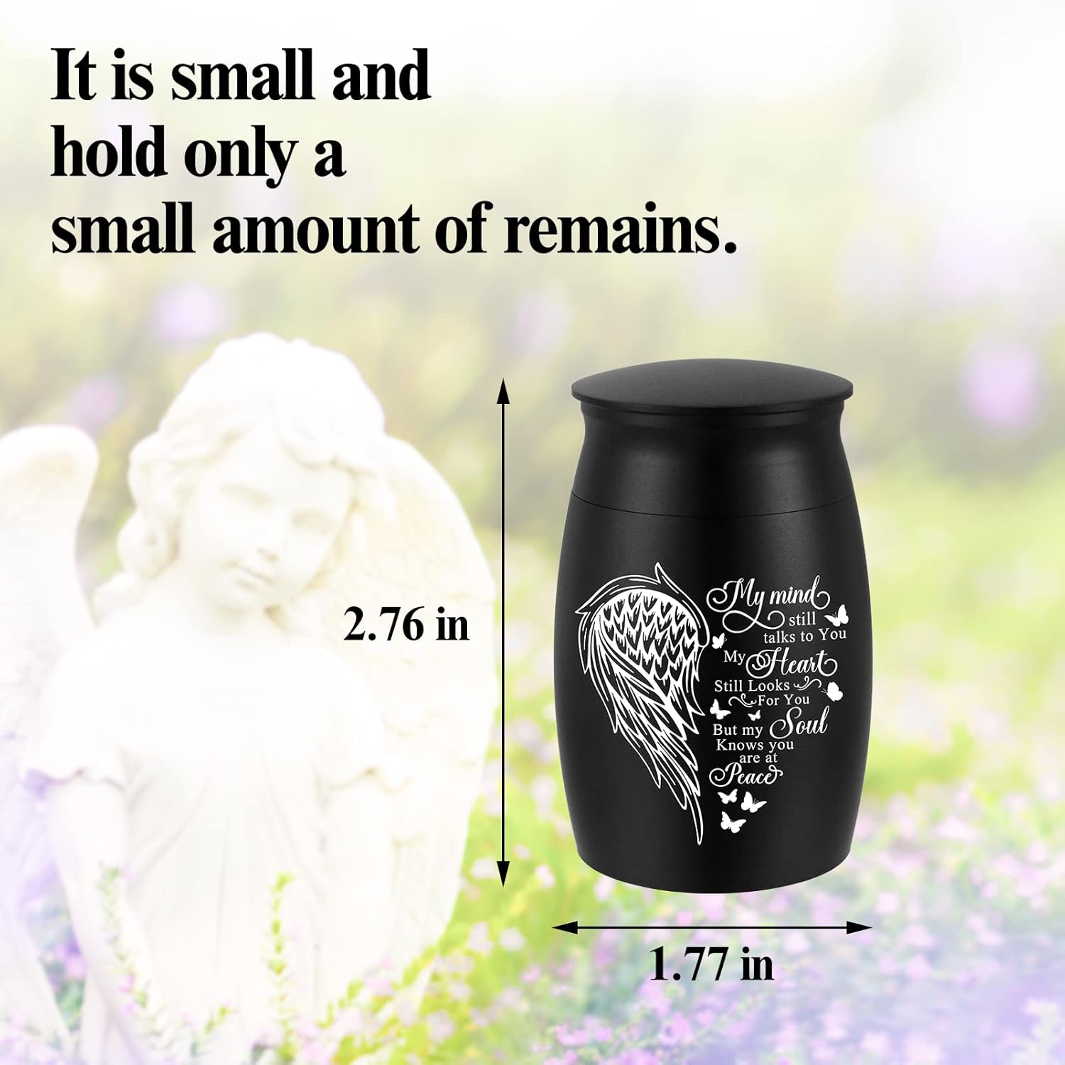 Small Urns for Human Ashes Aluminum Mini Urn for Ashes Wing Memorial Keepsake