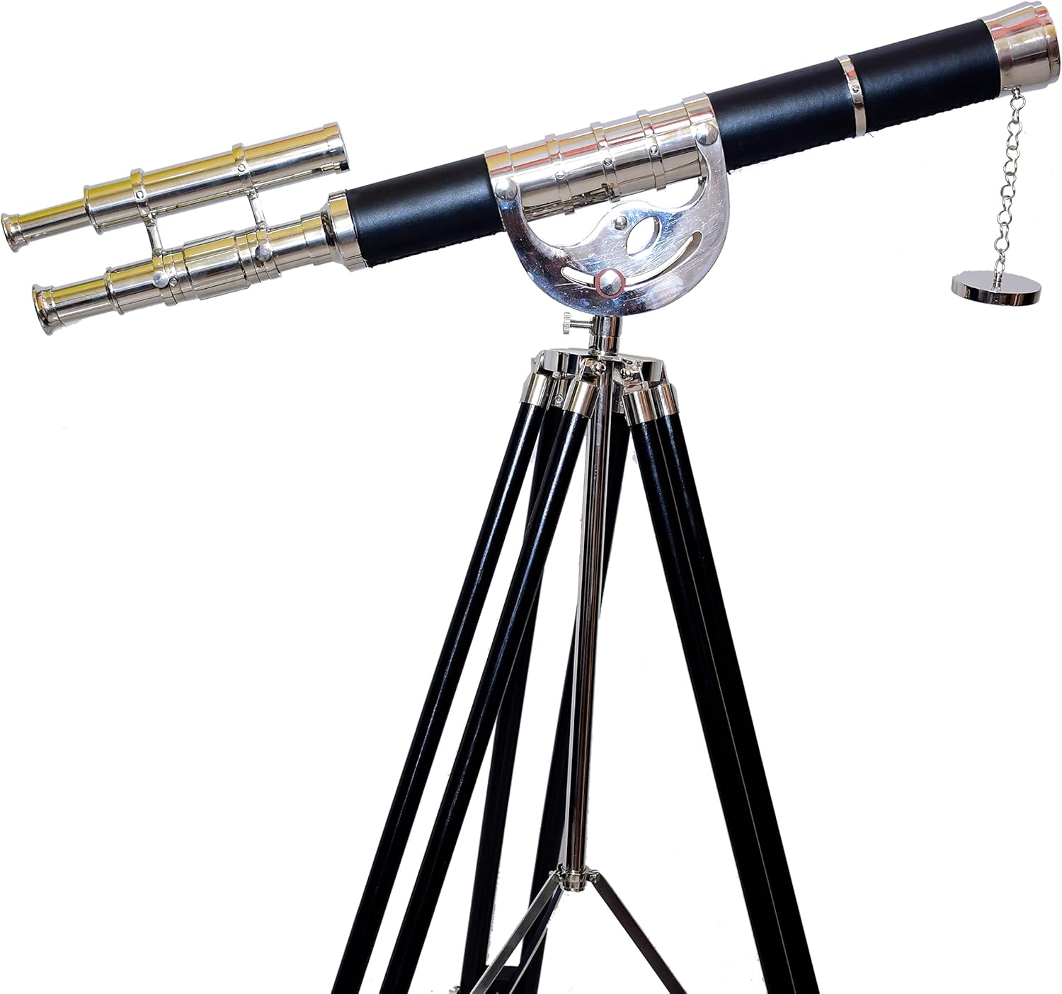 Floor Standing Vintage Brass Telescope Maritime Decor Double Barrel Tripod Stand