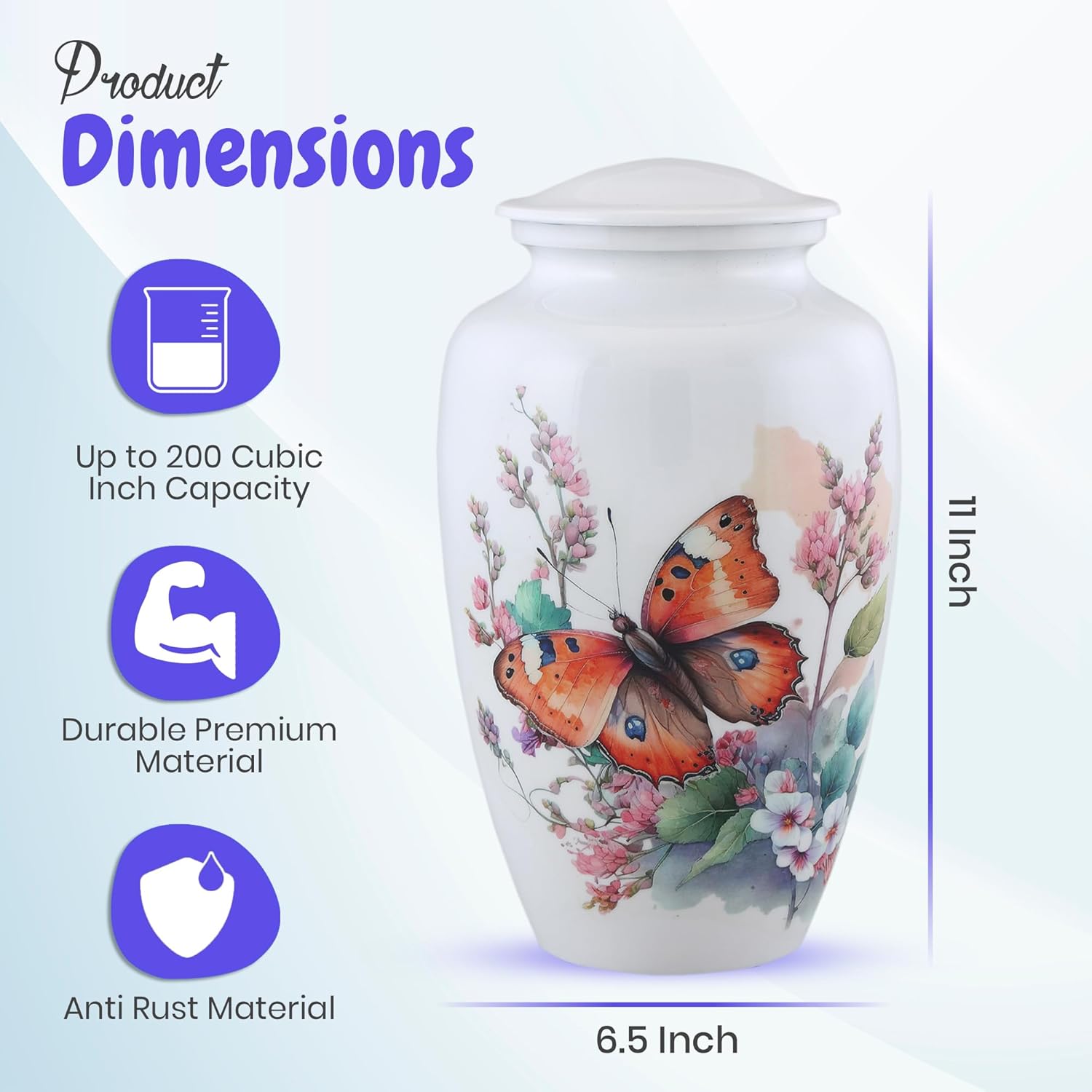 Cremation Urn for Adult Human Ashes Handcrafted Decorative Memorial Urn with 200 Cubic Inch Capacity