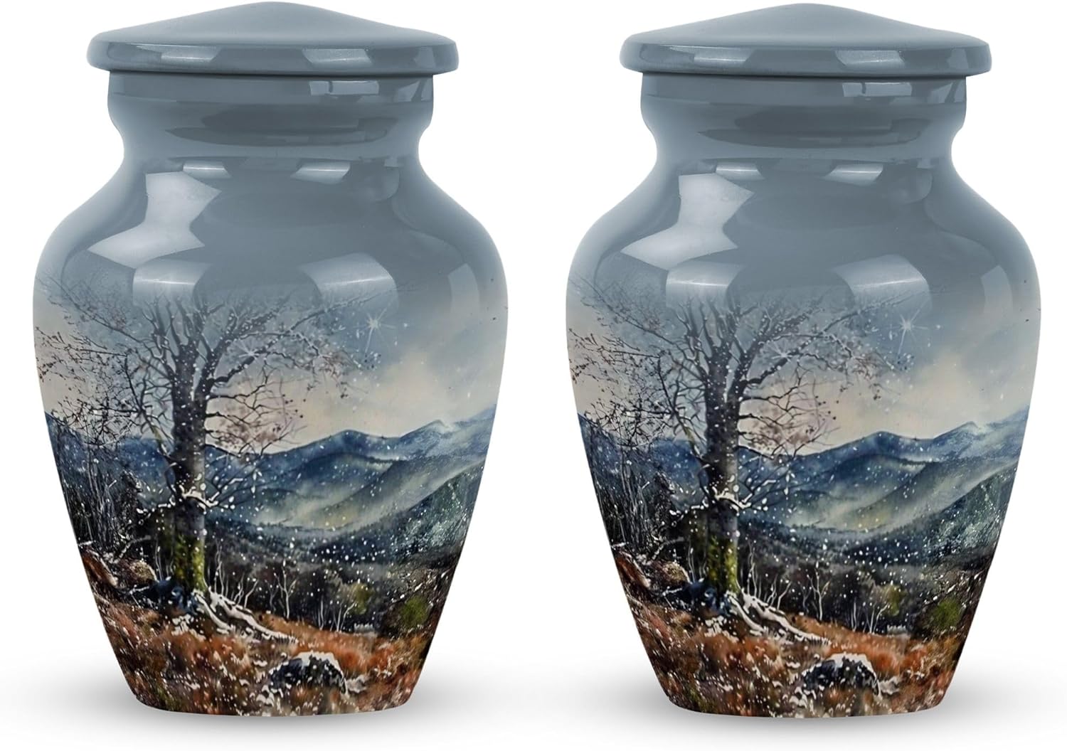 KARYLIZ 3-Inch Small Cremation Urn for Human Ashes Decorative Urns for Memorial Keepsakes 2pcs Set