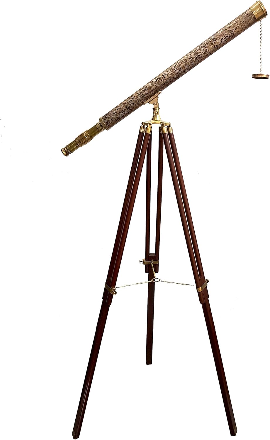 Single Barrel Vintage Wooden Tripod Telescope 62 Inches