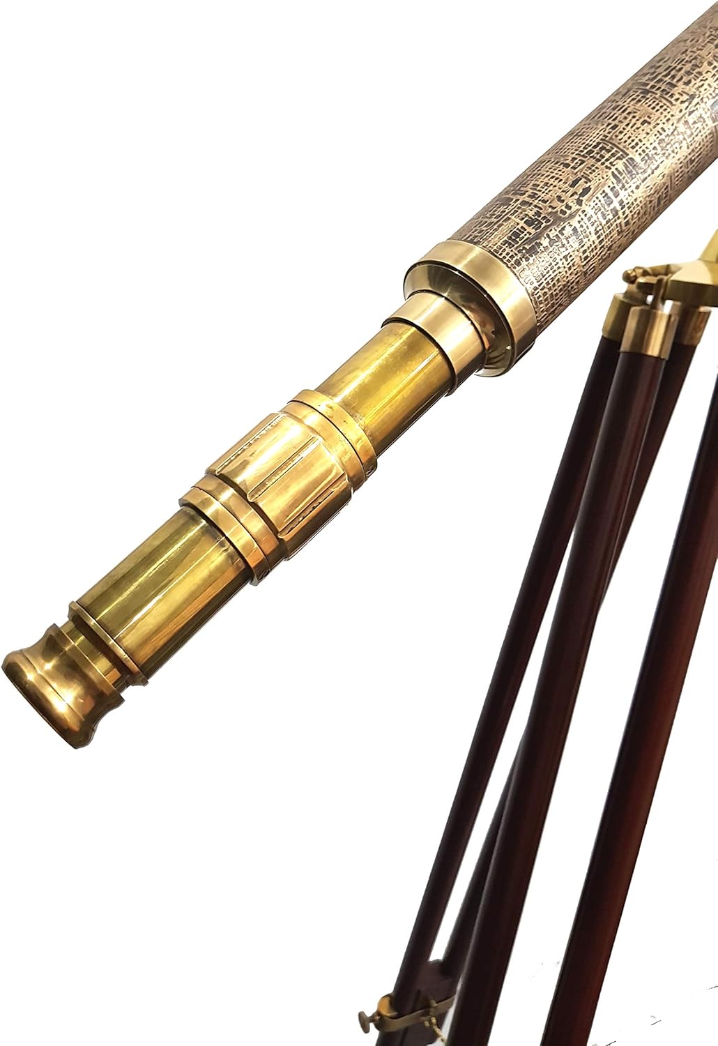 Single Barrel Vintage Wooden Tripod Telescope 62 Inches