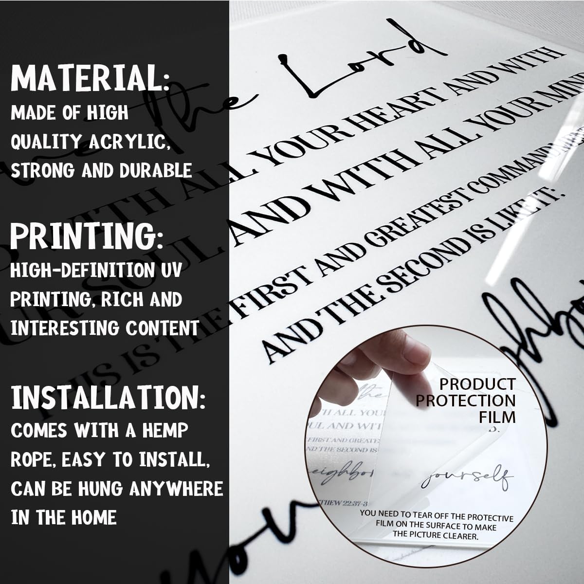 7 Rules of Life Acrylic Wall Sign Inspirational Decor for Home Office