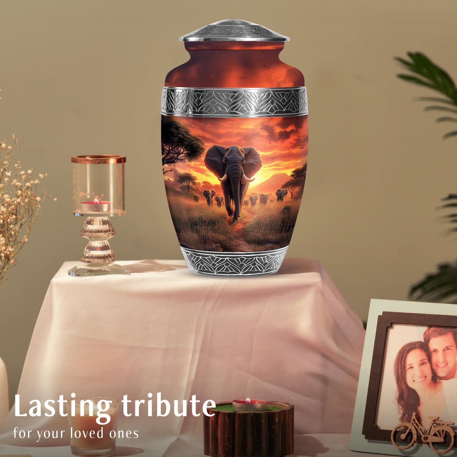 Saburial Elephant Unique Burial Urn for Human Ashes - 10 Inch Large Adult Urn