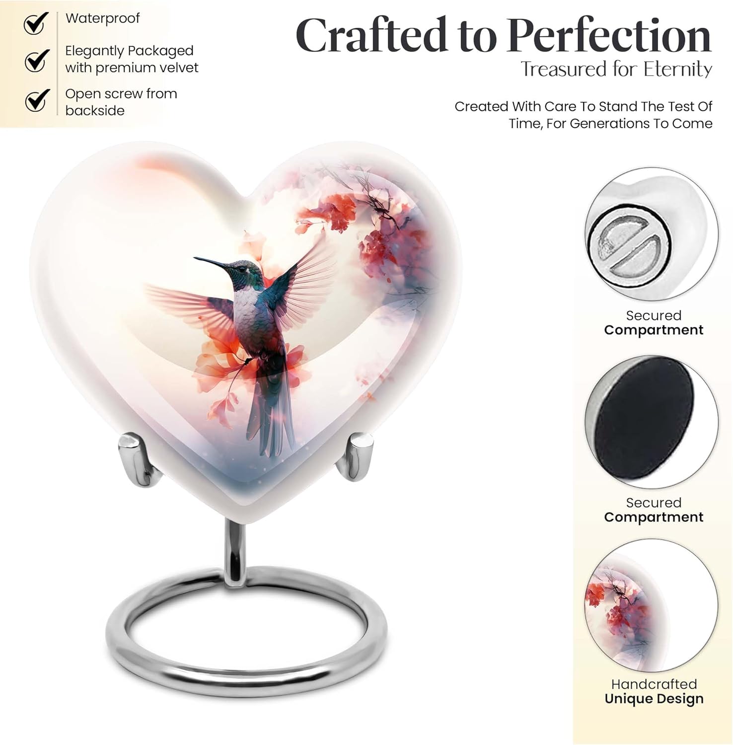 Humming Bird Urn Set of 4 - Gray Cremation Urns for Human and Pet Ashes