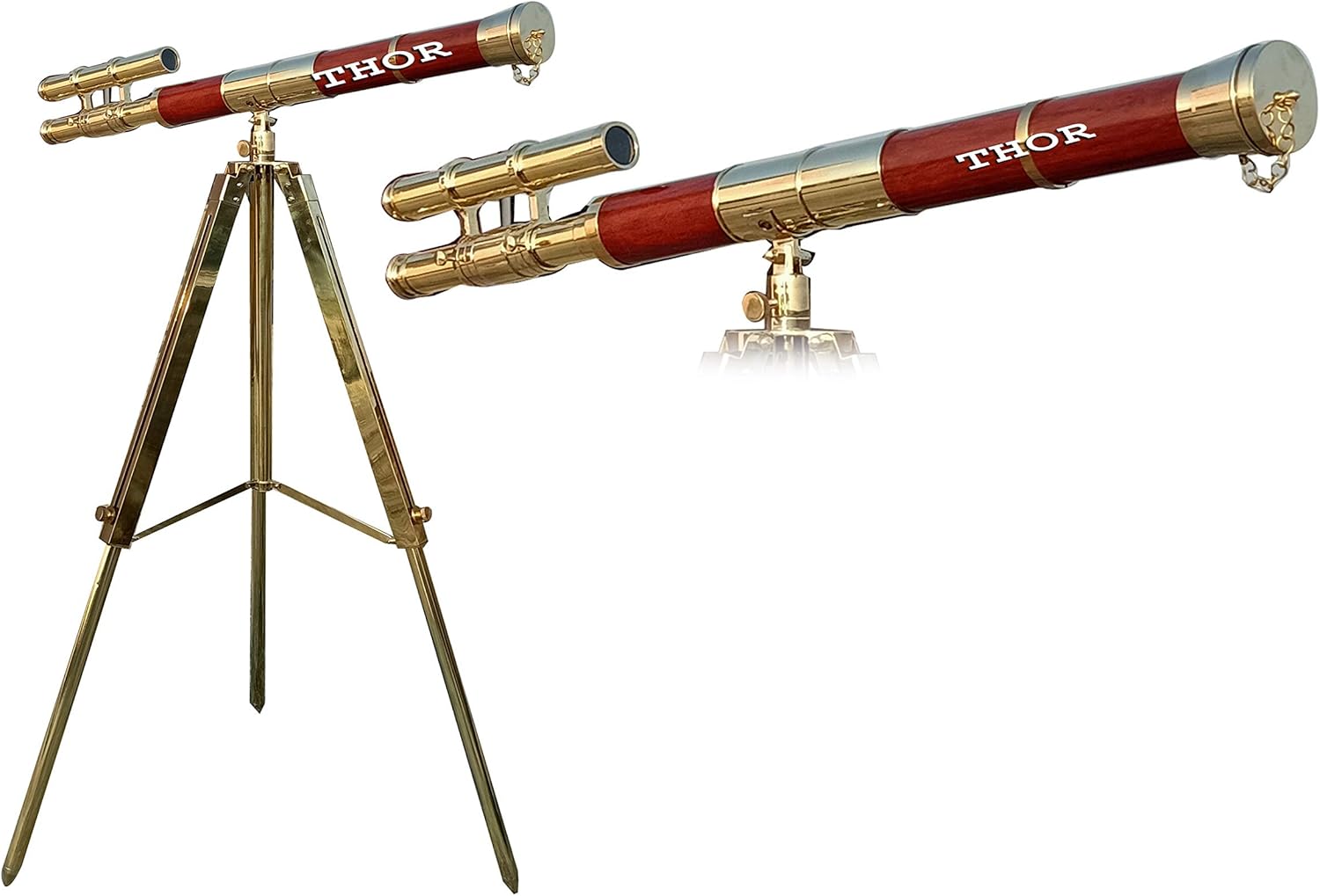 Vintage Brass Nautical Telescope with Tripod Decor Item