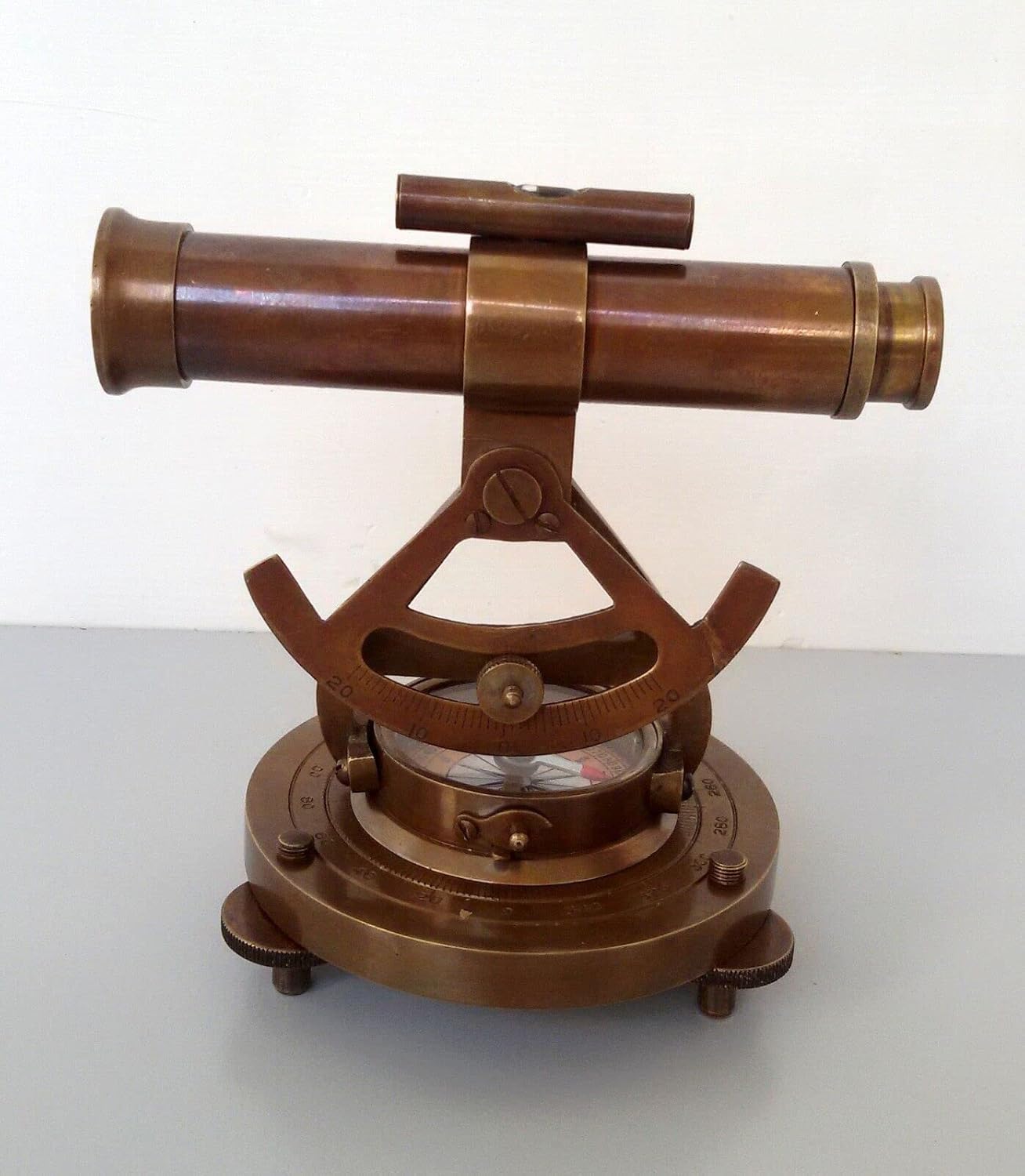 Vintage Brass Theodolite Alidade Transit Telescope for Home Dcor