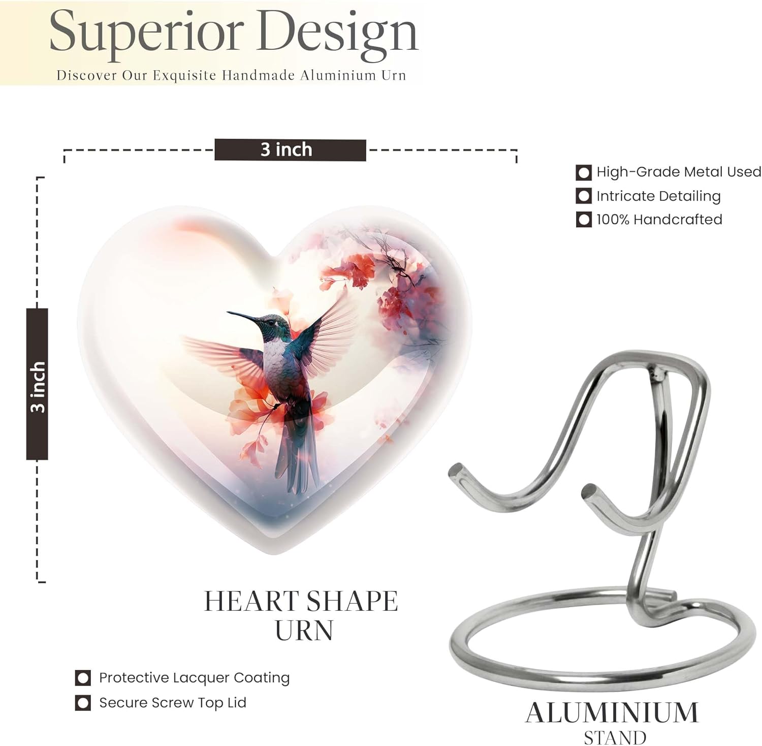 Humming Bird Urn Set of 4 - Gray Cremation Urns for Human and Pet Ashes