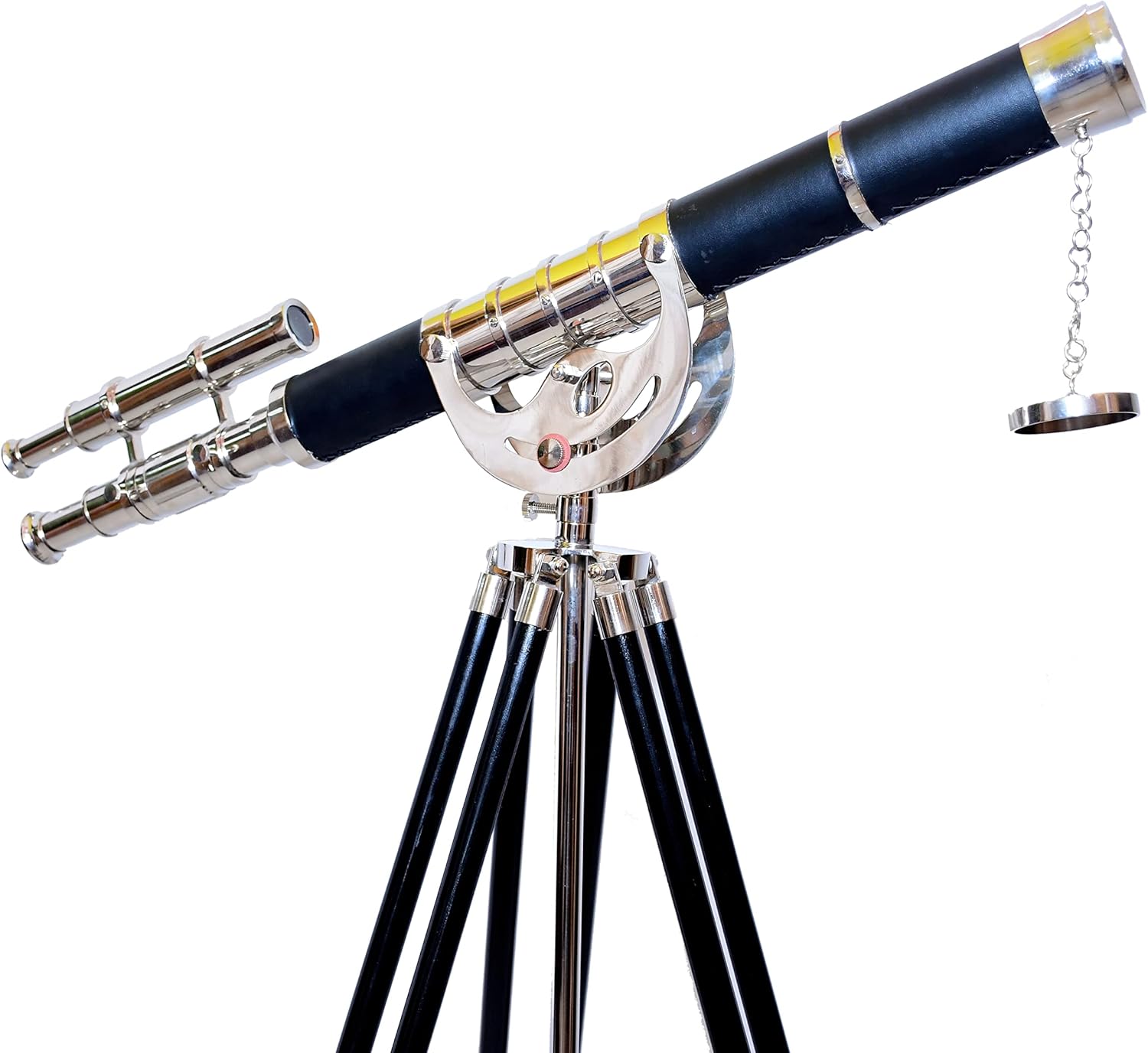 Floor Standing Vintage Brass Telescope Maritime Decor Double Barrel Tripod Stand