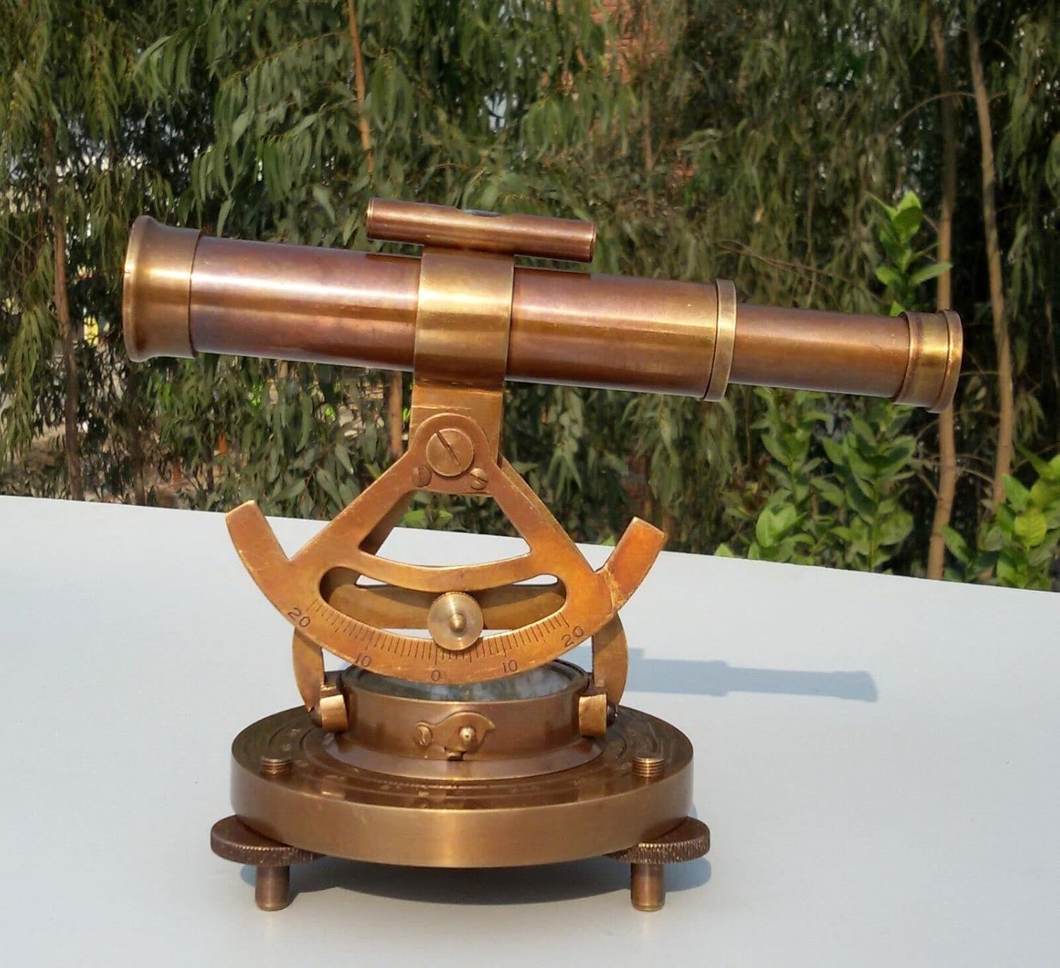 Vintage Brass Theodolite Alidade Transit Telescope for Home Dcor