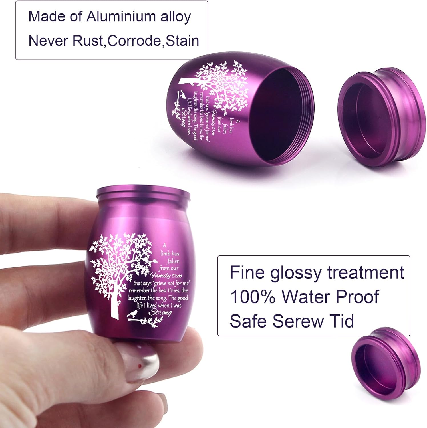 Cremation Urn Necklace Set of 6 - Small Urns for Human and Pet Ashes