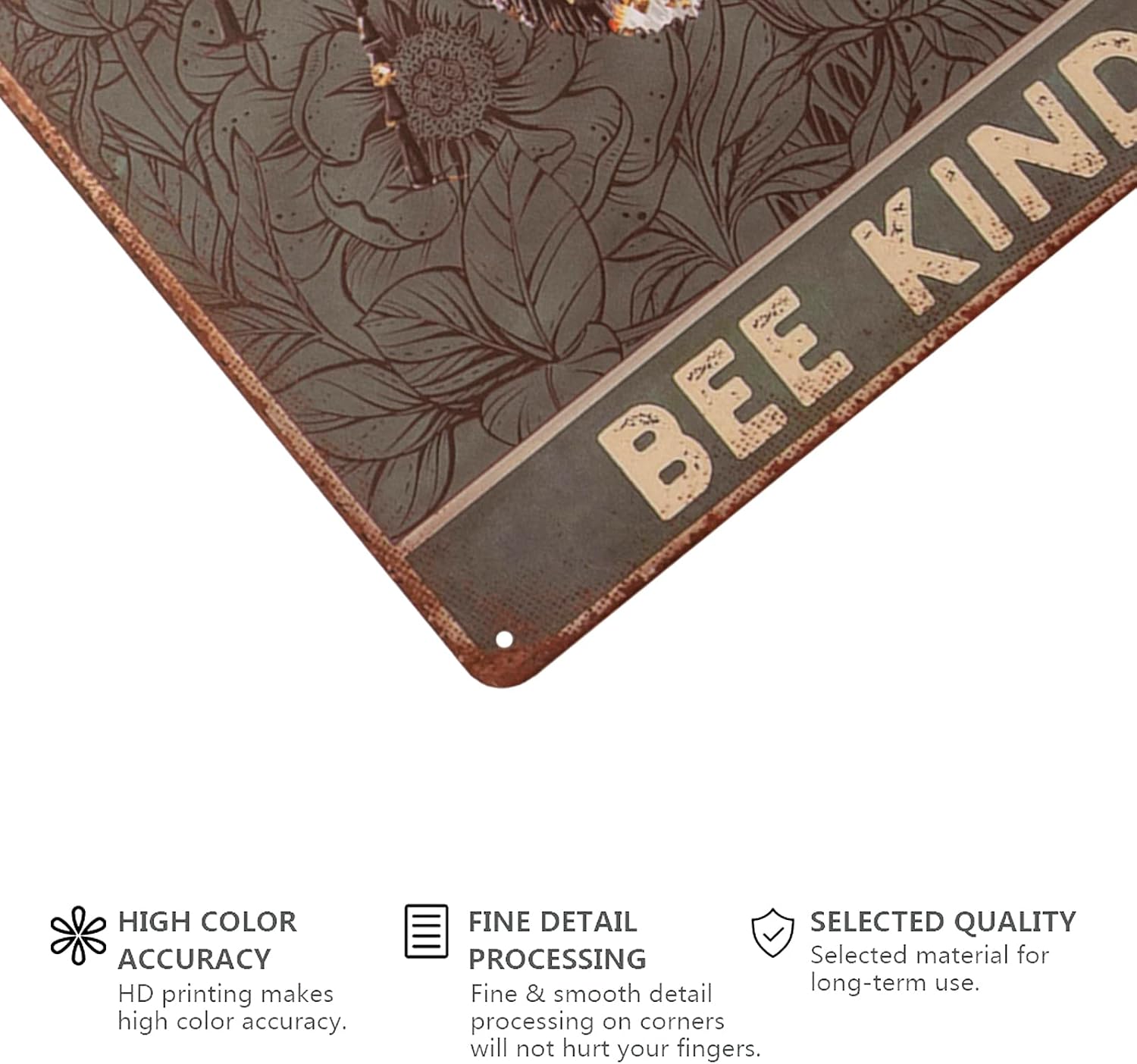 Retro Floral Art Tin Sign Be Kind Metal Plaque 8x12 Inch Wall Decor