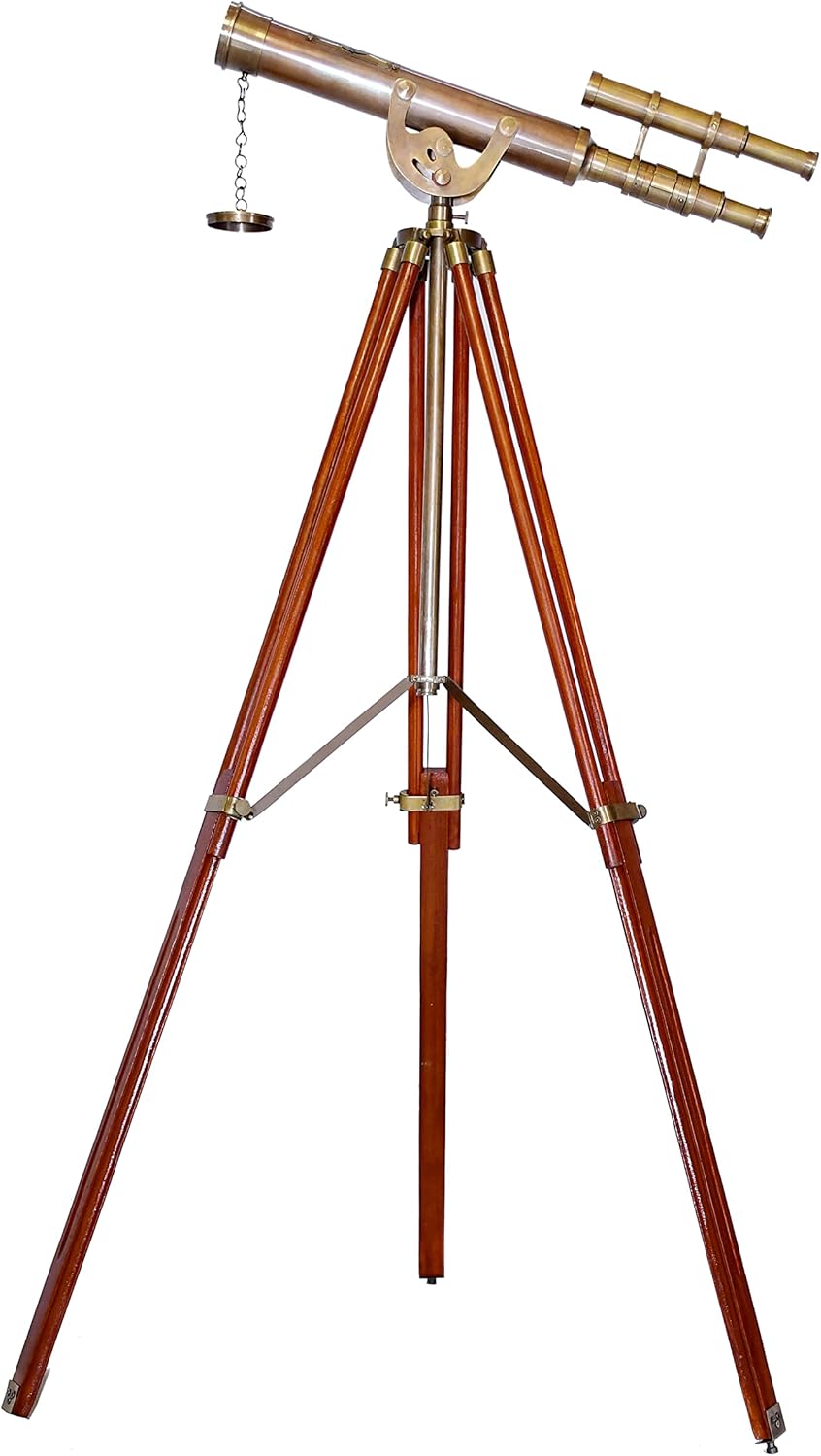 Vintage Brass Telescope Floor Standing Nautical Decor