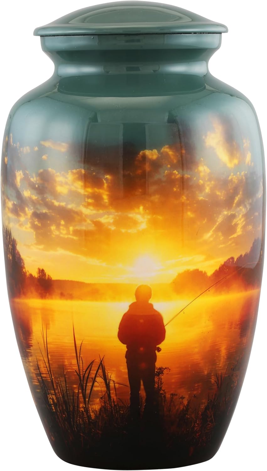 Fishing Cremation Urn For Adult Ashes Handmade Velvet Bag Urn 200 Cubic Inch