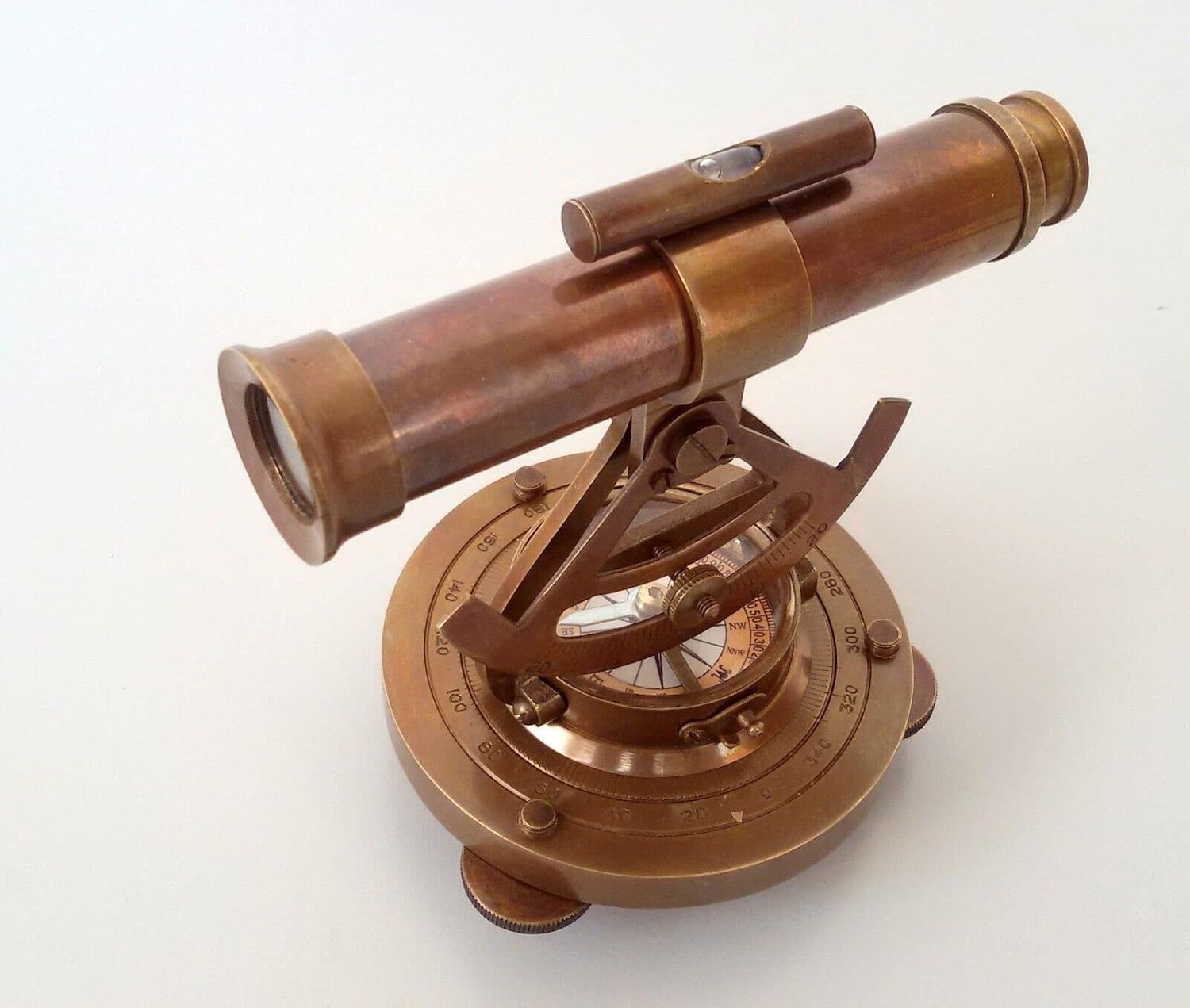 Vintage Brass Theodolite Alidade Transit Telescope for Home Dcor