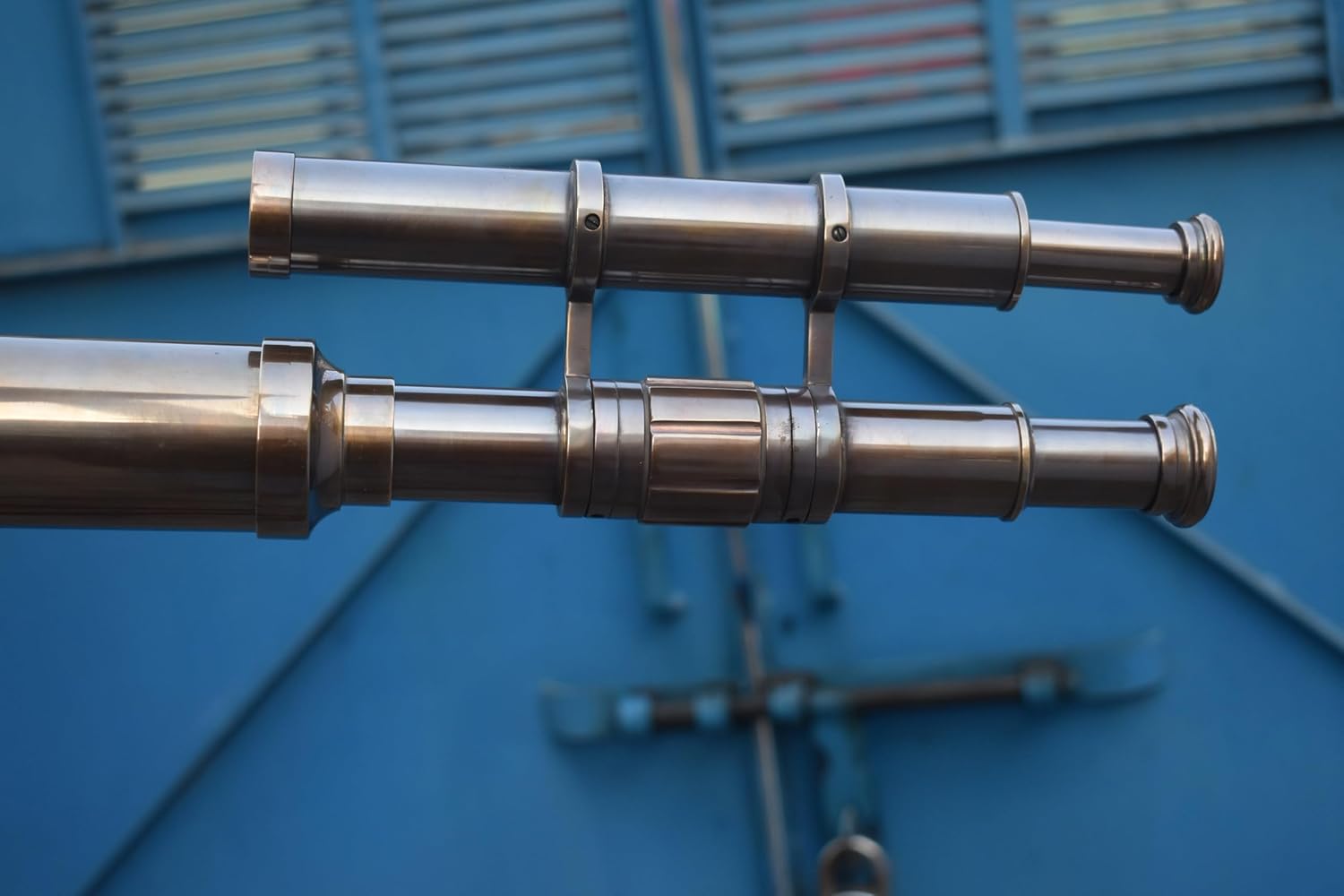 Vintage Double Barrel Telescope with Wooden Tripod 1