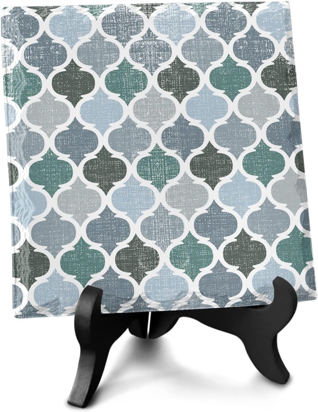 Vintage Moroccan Desk Decor Plaque with Wooden Stand