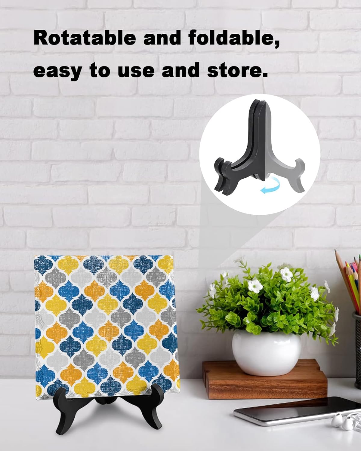 Vintage Moroccan Desk Decor with Wooden Stand