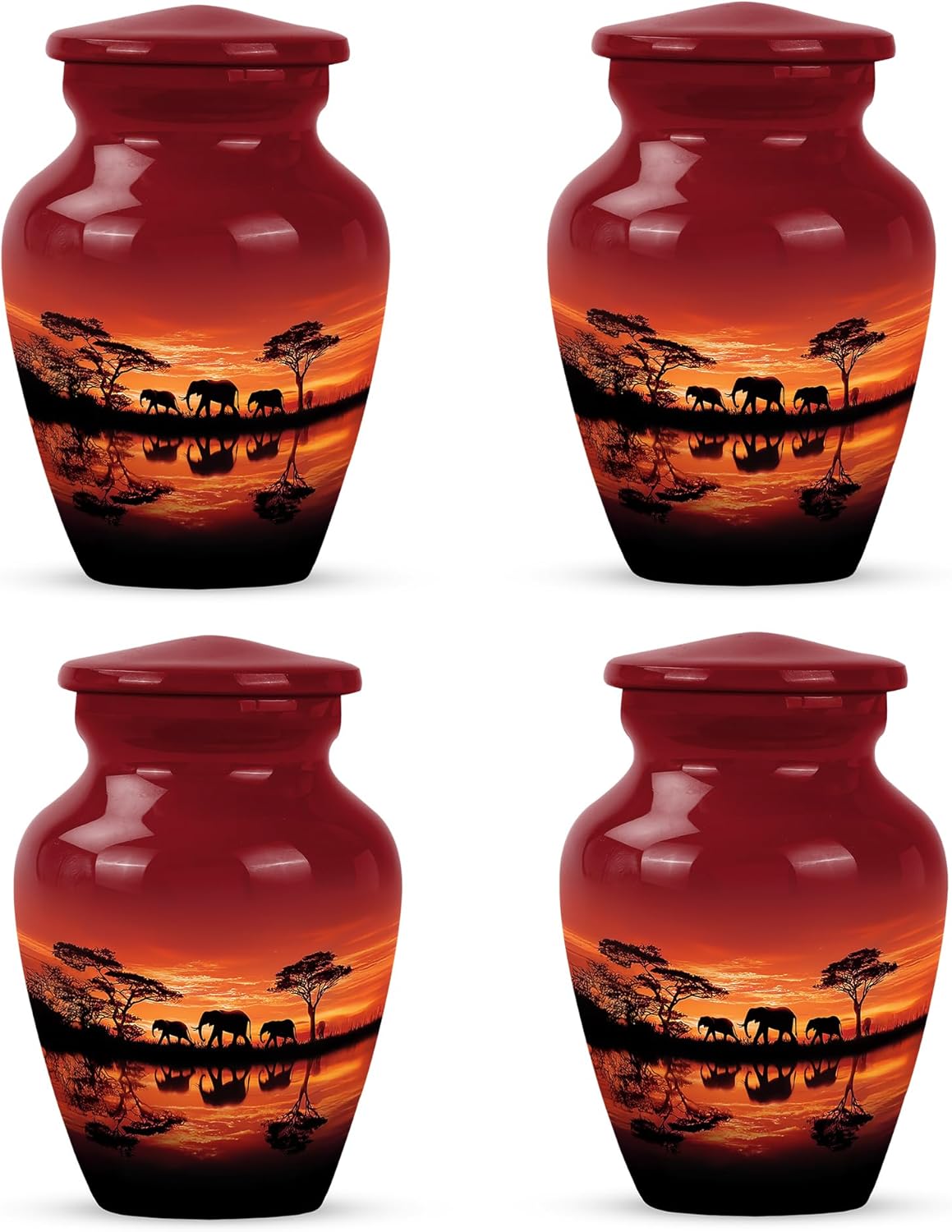 Mini Ash Urns Set of 4 - 3 Inch Decorative Cremation Urns