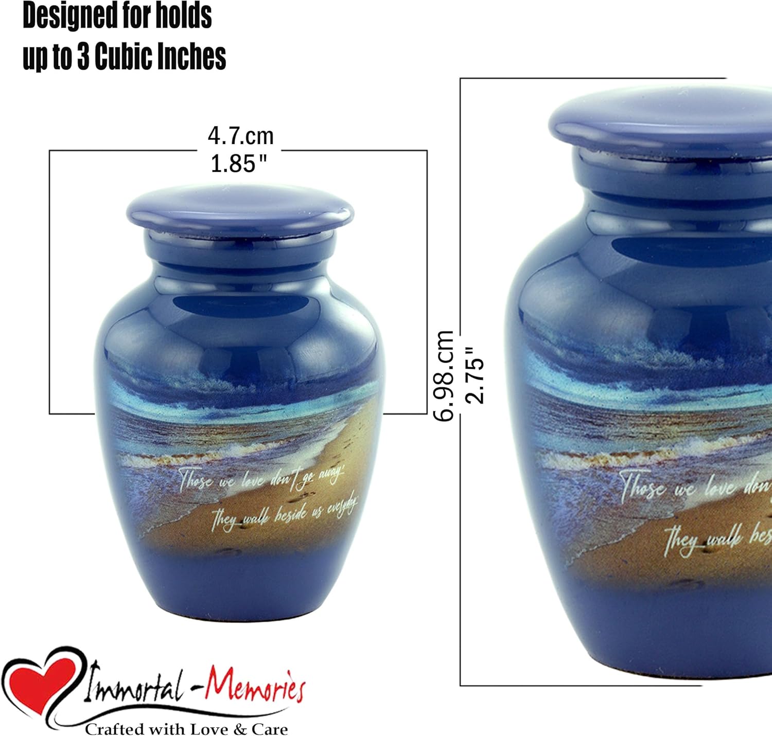 Footprints Keepsake Urn For Ashes - Miniature Handcrafted Urn With Premium Box And Velvet Bag