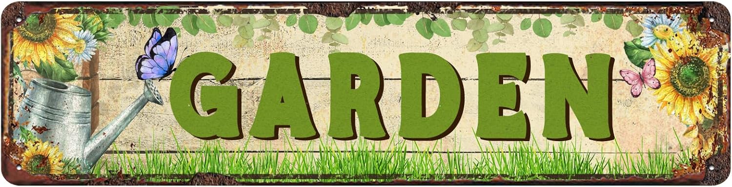 Vintage Garden Themed Decorative Tin Sign 16x4 Inch