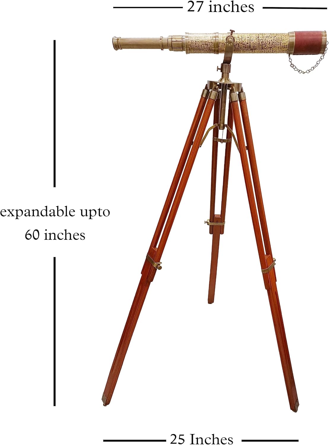 Vintage Royal Moon Arc Telescope with Brown Leather and Brass Finish