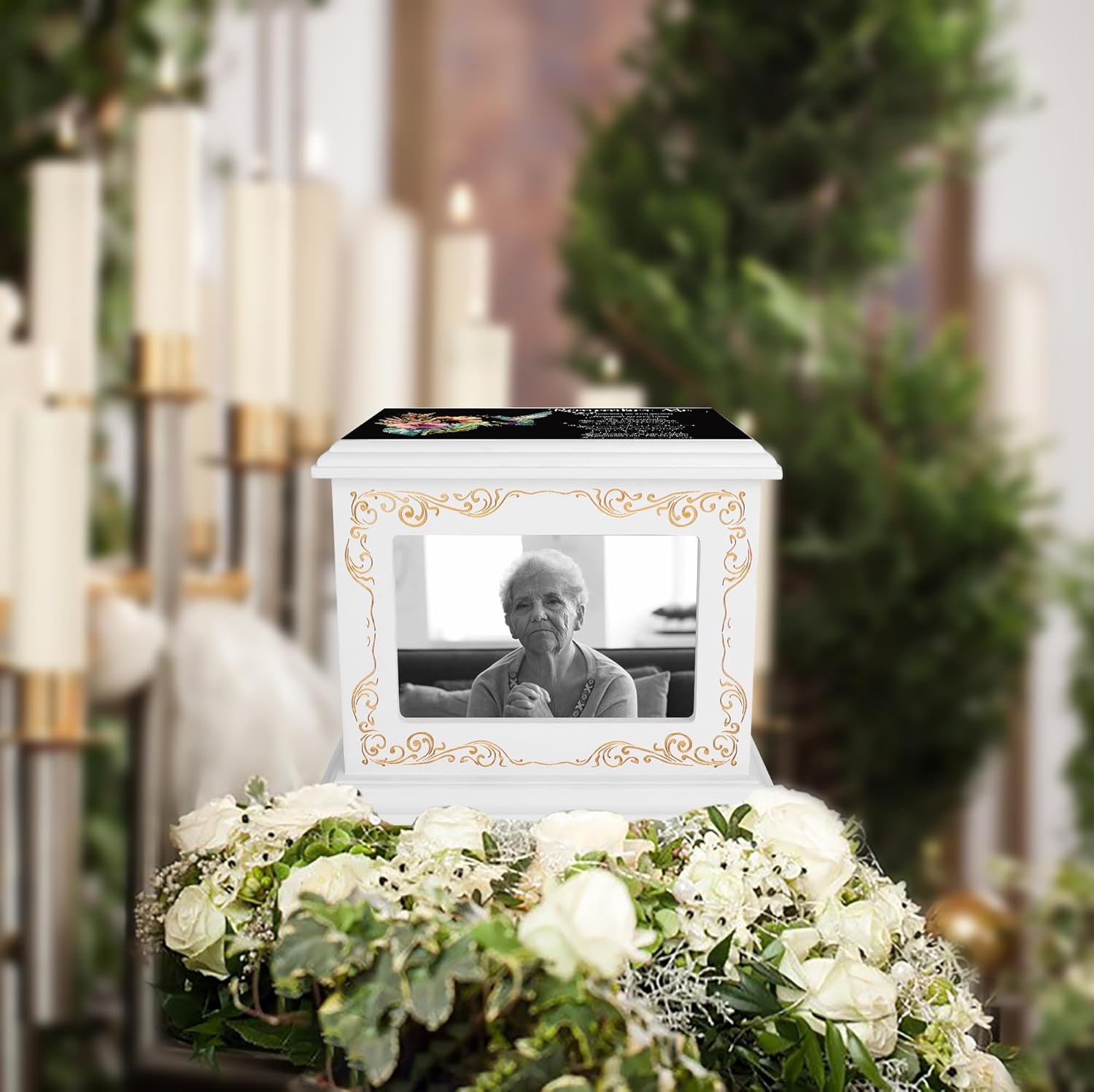 Wooden Cremation Urn for Human Ashes with Photo Frame 200 Cubic Inches Capacity