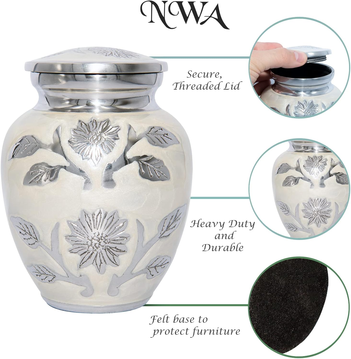 Pet Or Human Medium Size Cremation Urn with Personalization and Velvet Bag