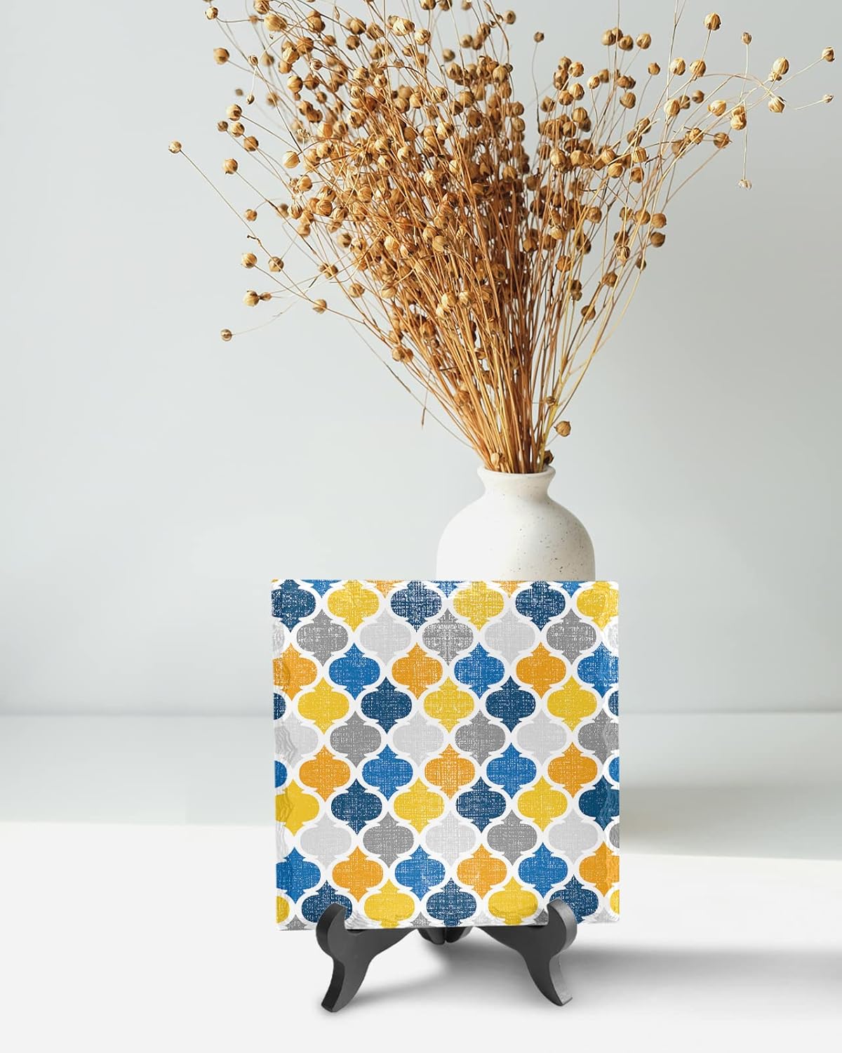 Vintage Moroccan Desk Decor with Wooden Stand