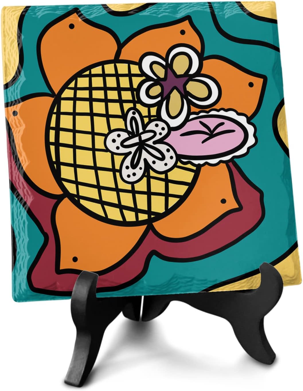 Wooden Stand Desk Decor with Color Block Plaque 1