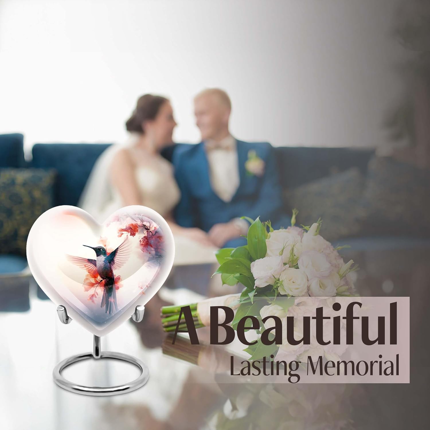 Humming Bird Urn Set of 4 - Gray Cremation Urns for Human and Pet Ashes