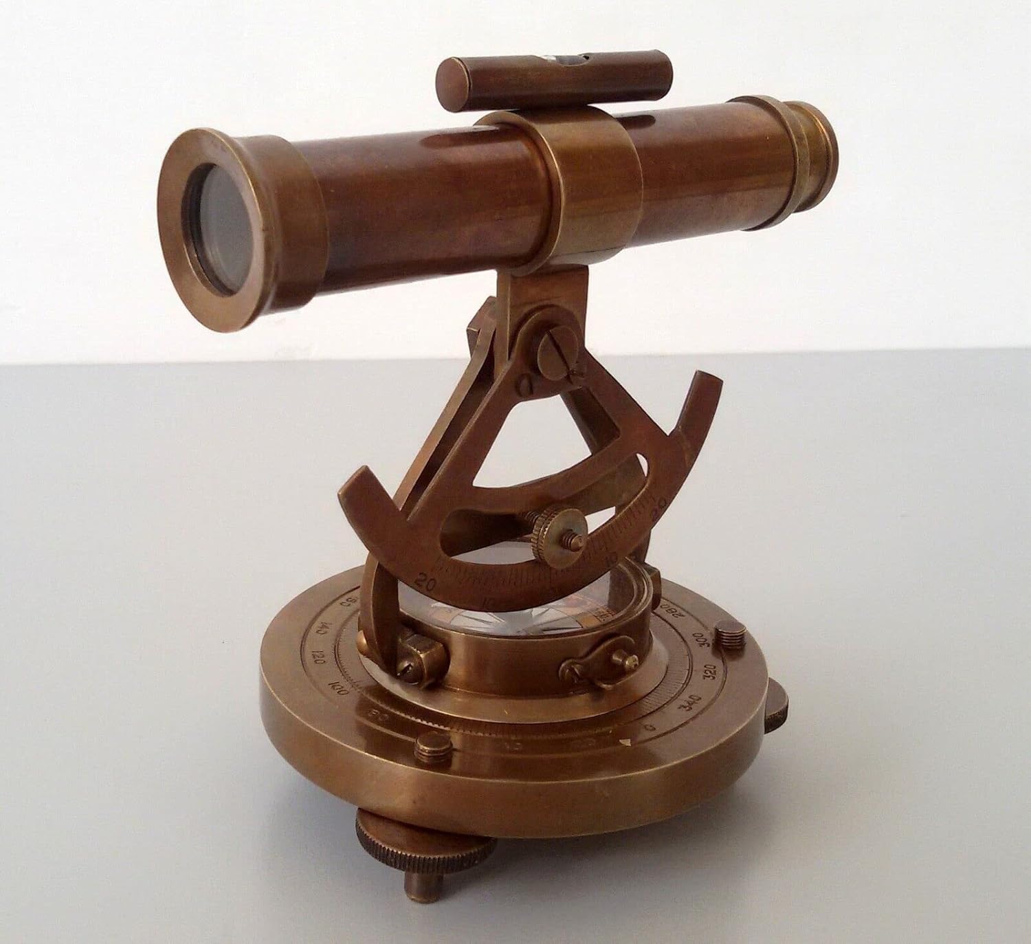 Vintage Brass Theodolite Alidade Transit Telescope for Home Dcor