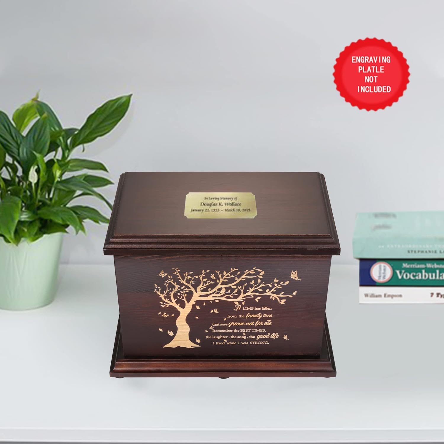 Cremation Memorial Urns for Human Ashes Large Capacity Wooden Box and Casket