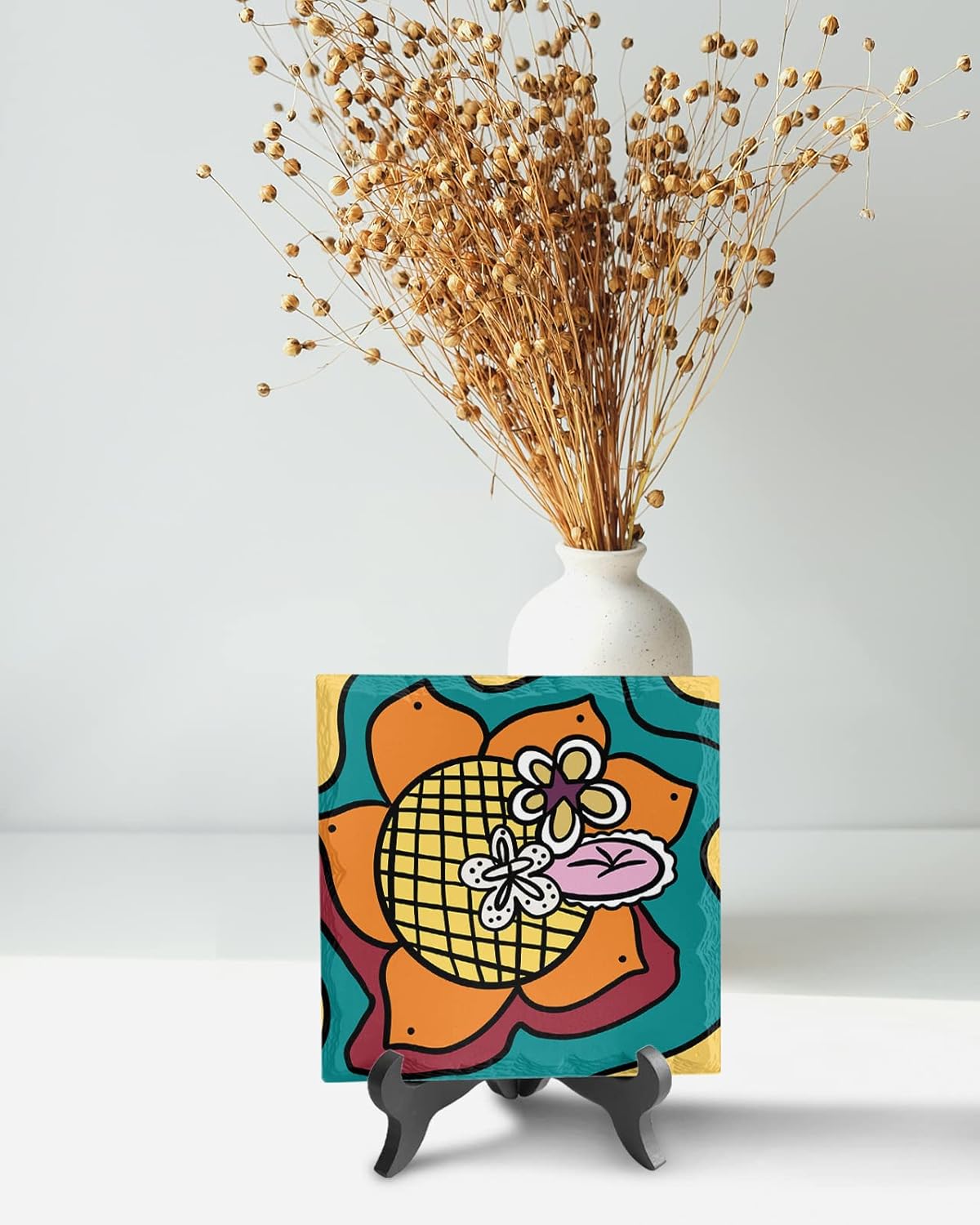 Wooden Stand Desk Decor with Color Block Plaque 1