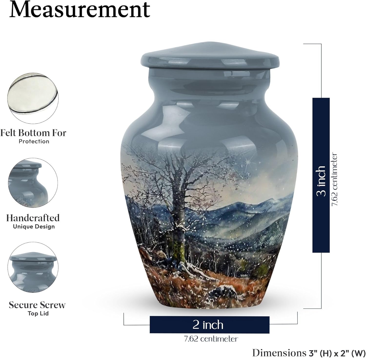 KARYLIZ 3-Inch Small Cremation Urn for Human Ashes Decorative Urns for Memorial Keepsakes 2pcs Set